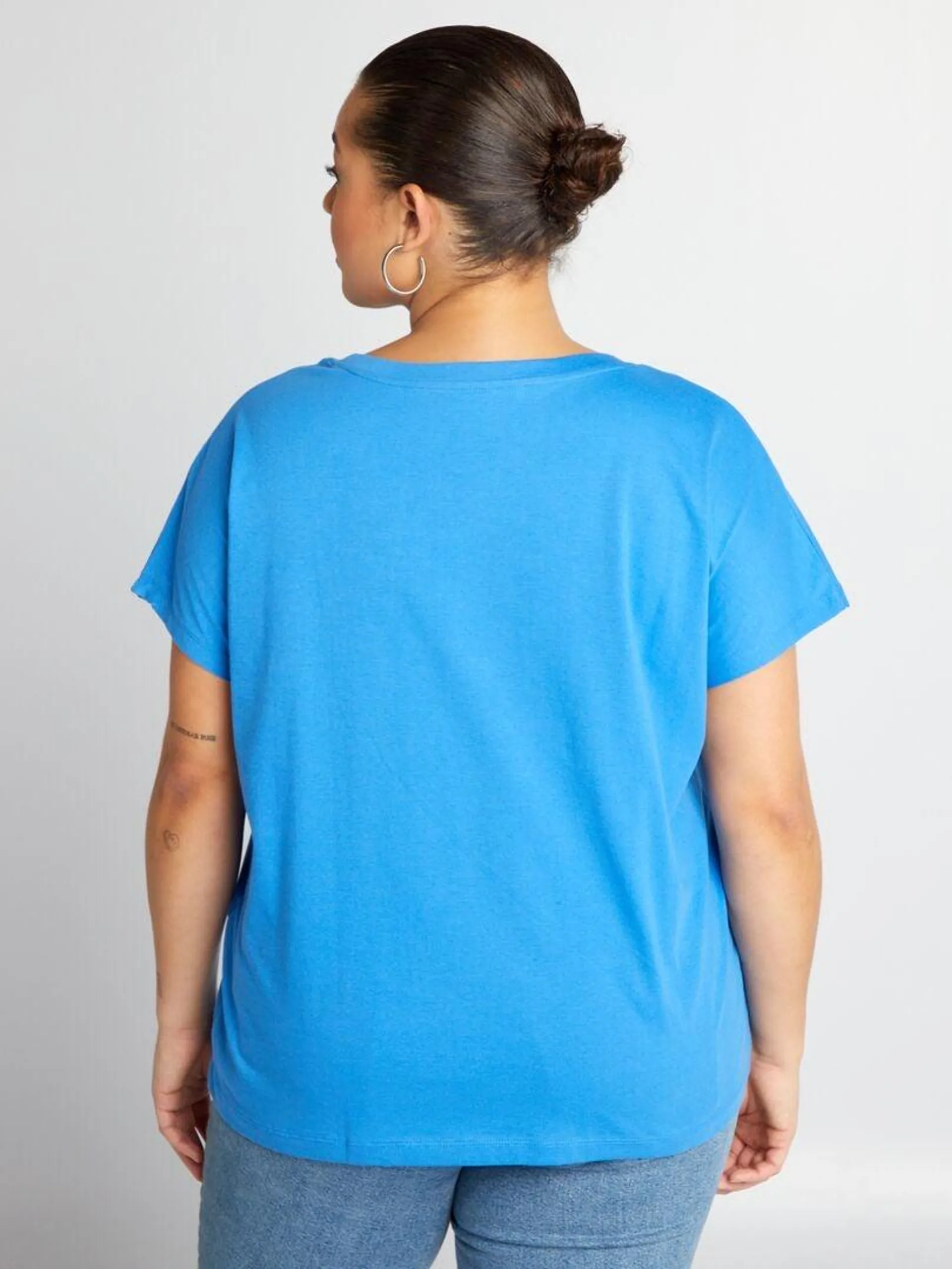 Camiseta de algodón con estampado - AZUL