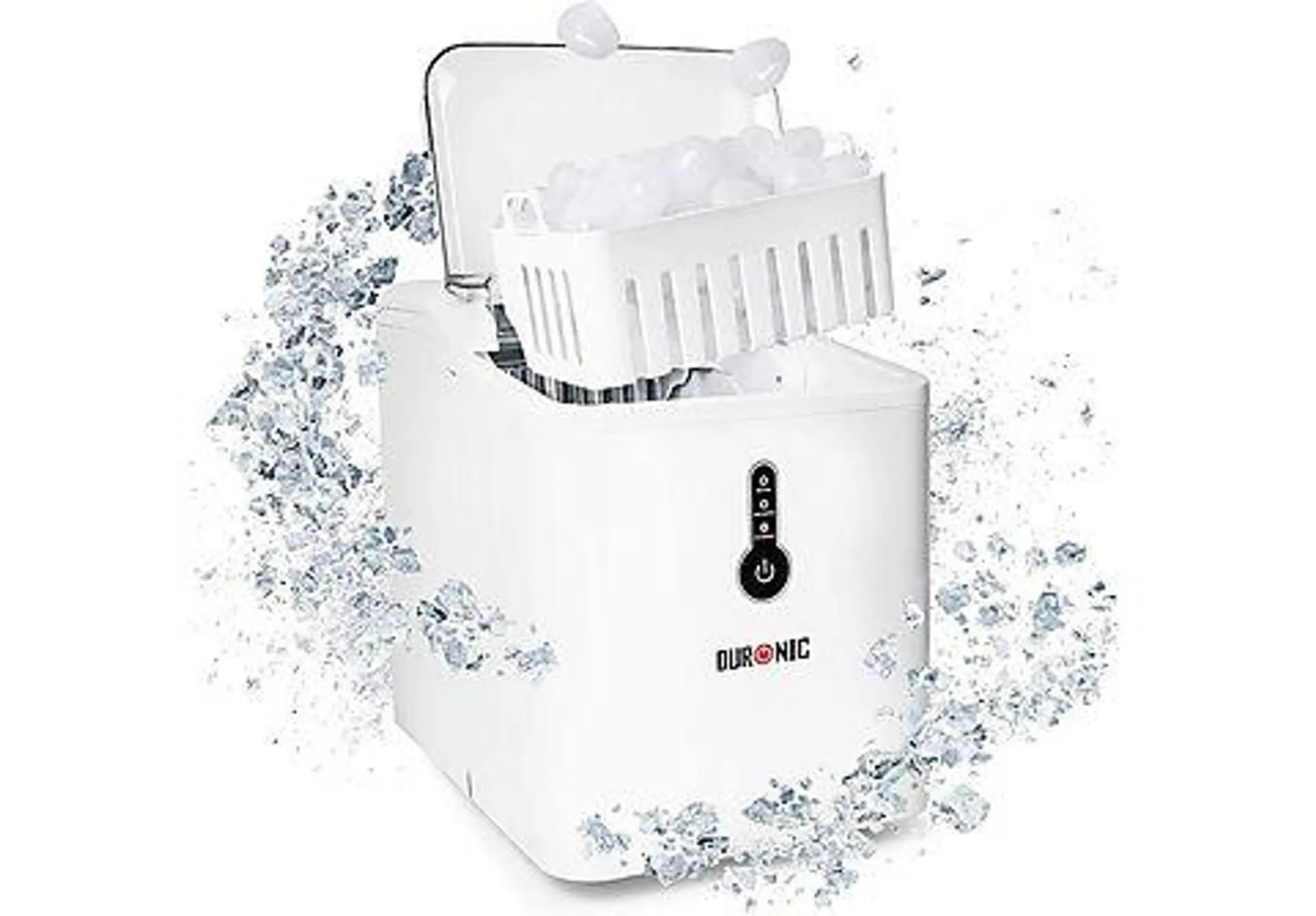 Máquina de cubitos de hielo - Duronic IM120 Máquina hacer hielos - Depósito 1.5L cubitera 600g - Panel táctil - 12 kg hielo 24h DURONIC, 120 W, Blanco