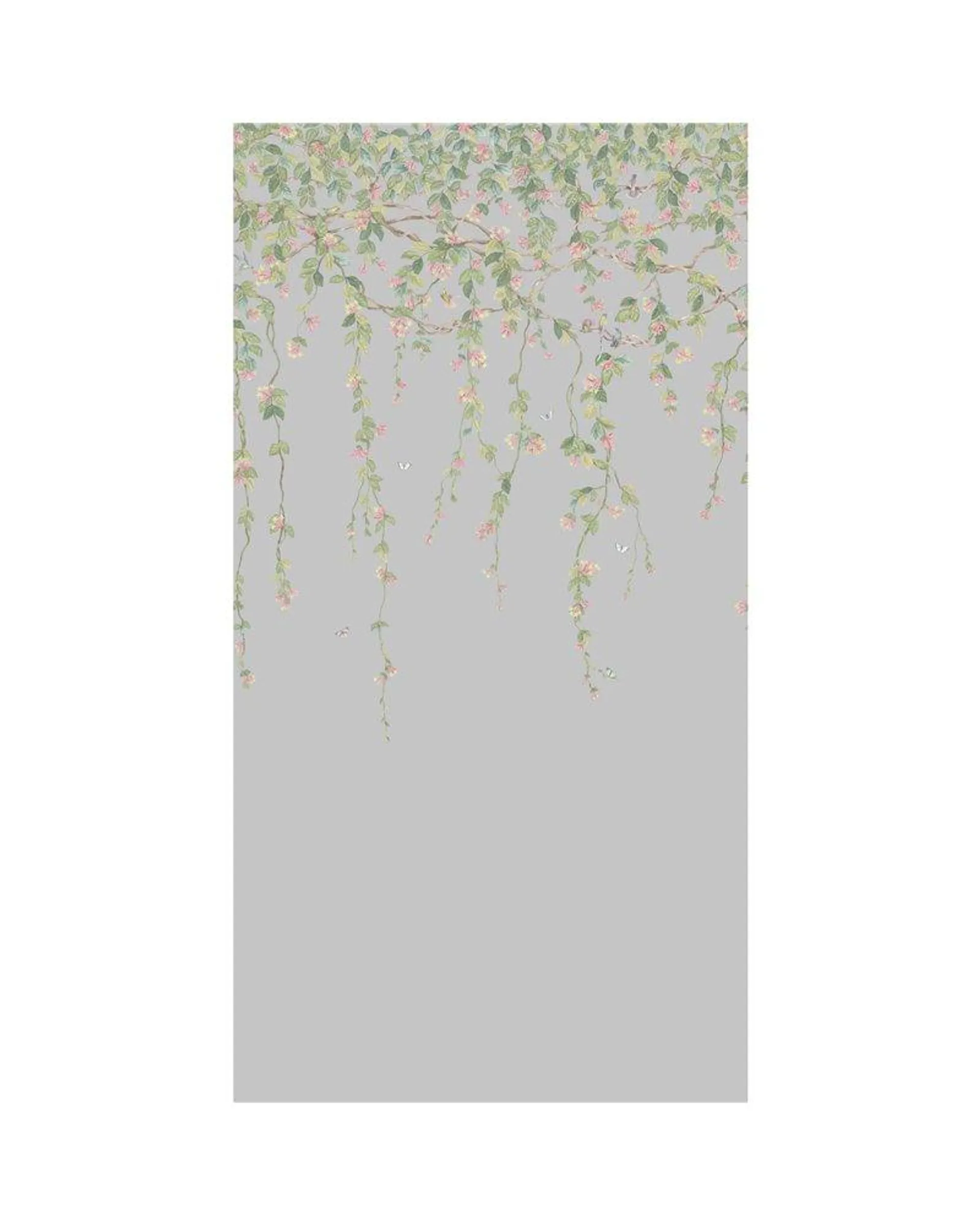 PAPEL PINTADO Hummingbirds Flora Rose & Olive On Grey 124-2010