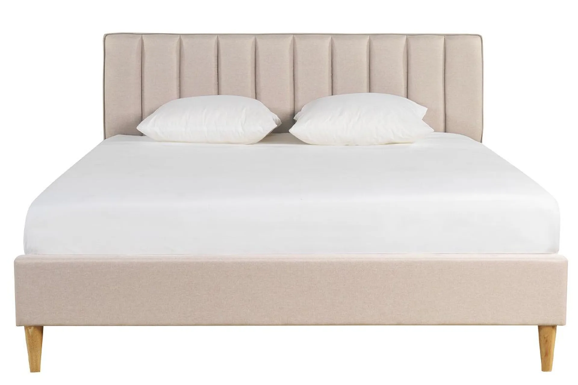 Cama 2 plazas 160 x 200 cm de tela beige DIANE