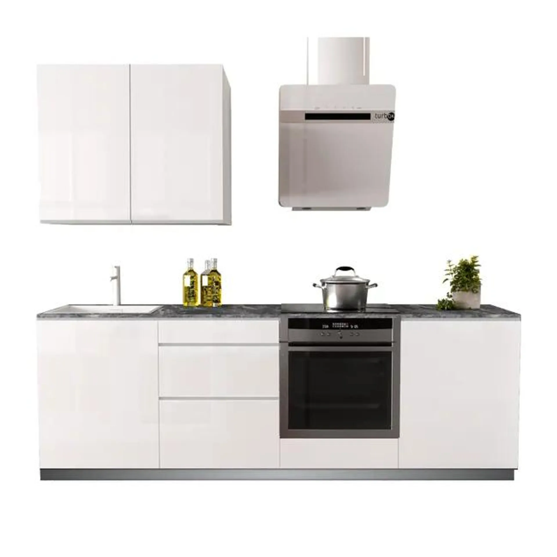 Cocina en kit DELINIA ID con altos MIKONOS blanco brillo 2.40 m