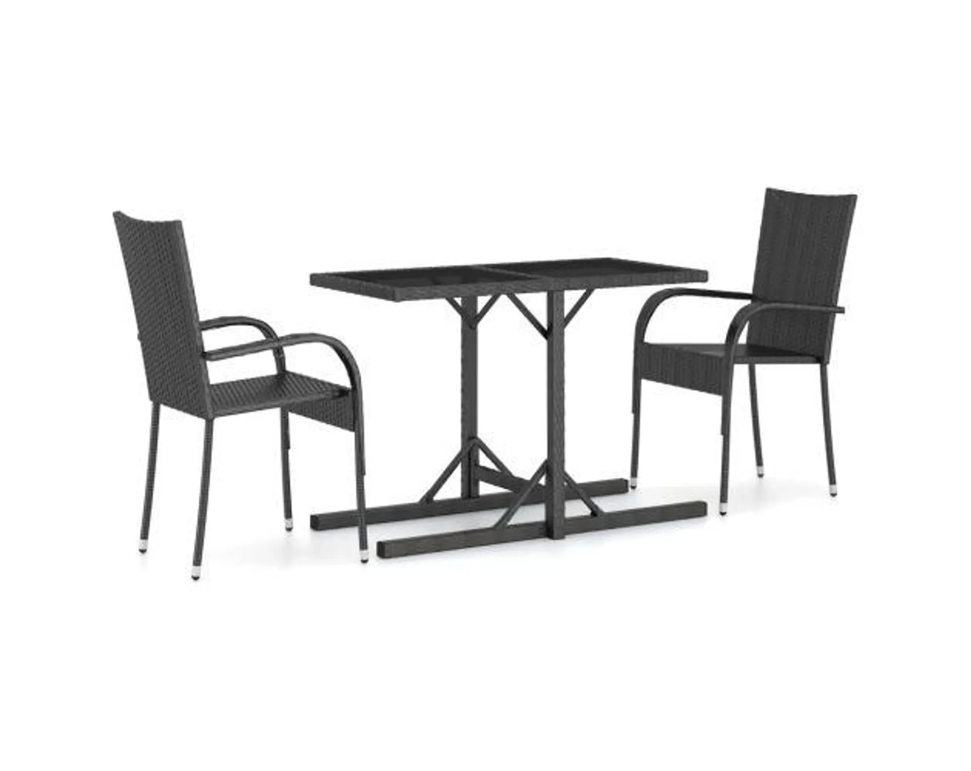 vidaXL juego de comedor para jardín 3 piezas negro