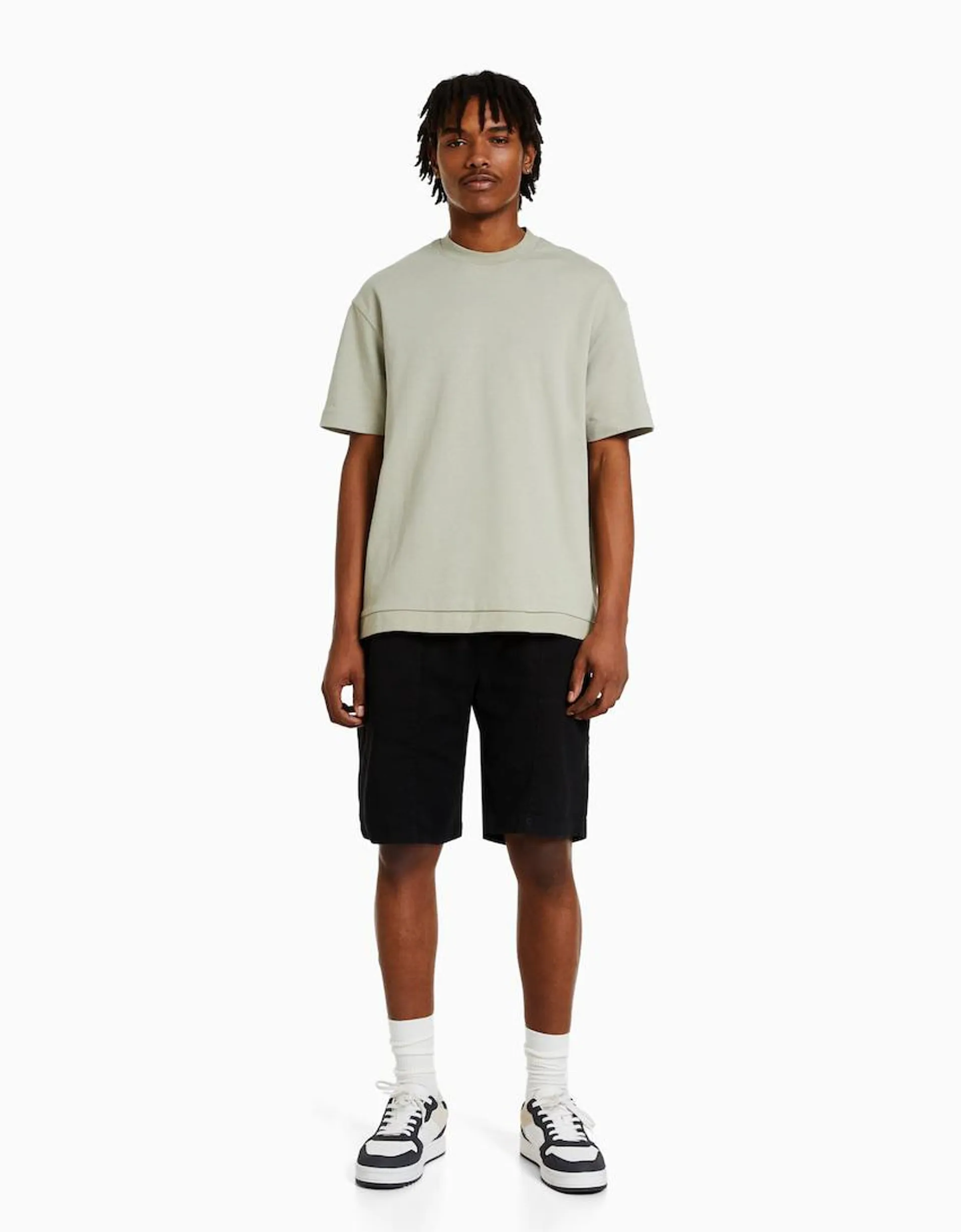 Rustic-effect jogger Bermuda shorts