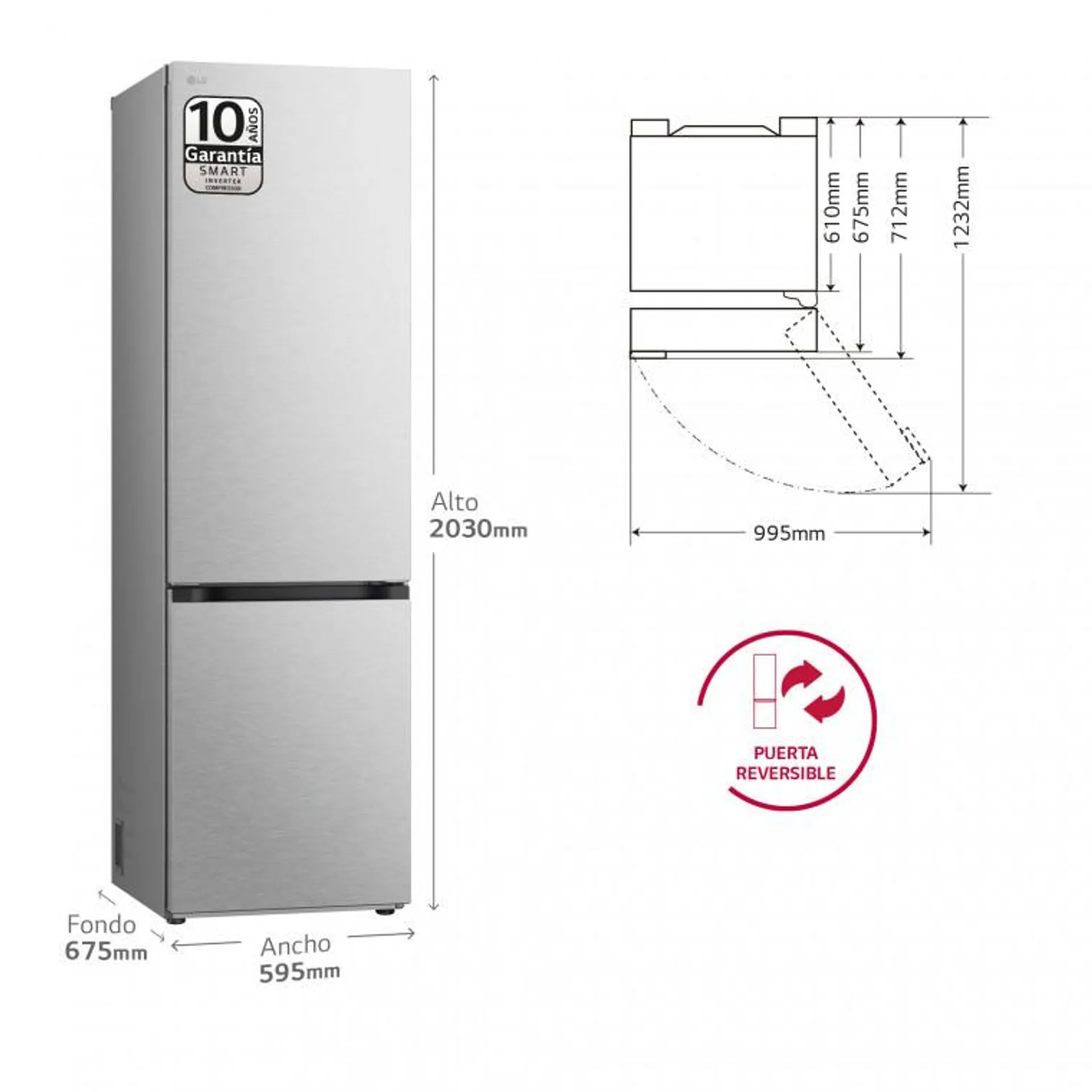 Outlet Frigorífico Combi Door Cooling+, 2m, Clasificación A, capacidad de 419l, acero texturizado antihuellas, serie 700