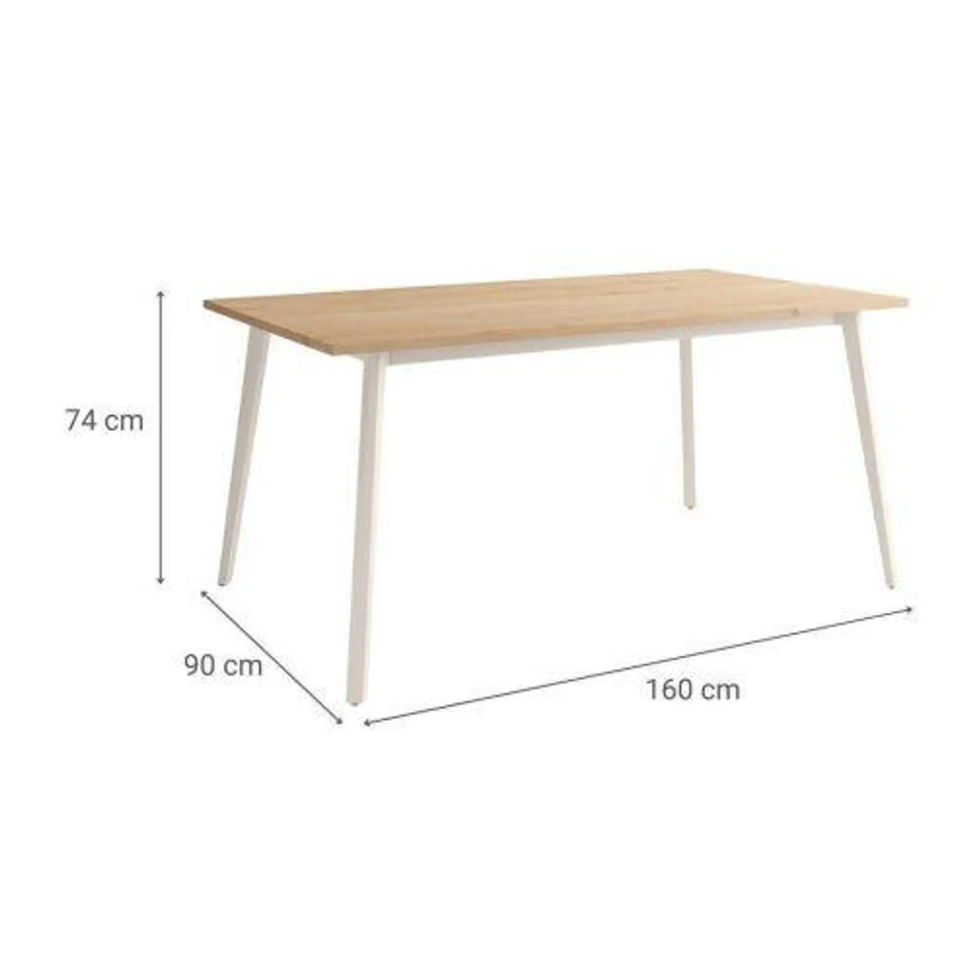 Mesa Kamba Rectangular 160 cm Estuctura Marfil BOGAL CNG053M