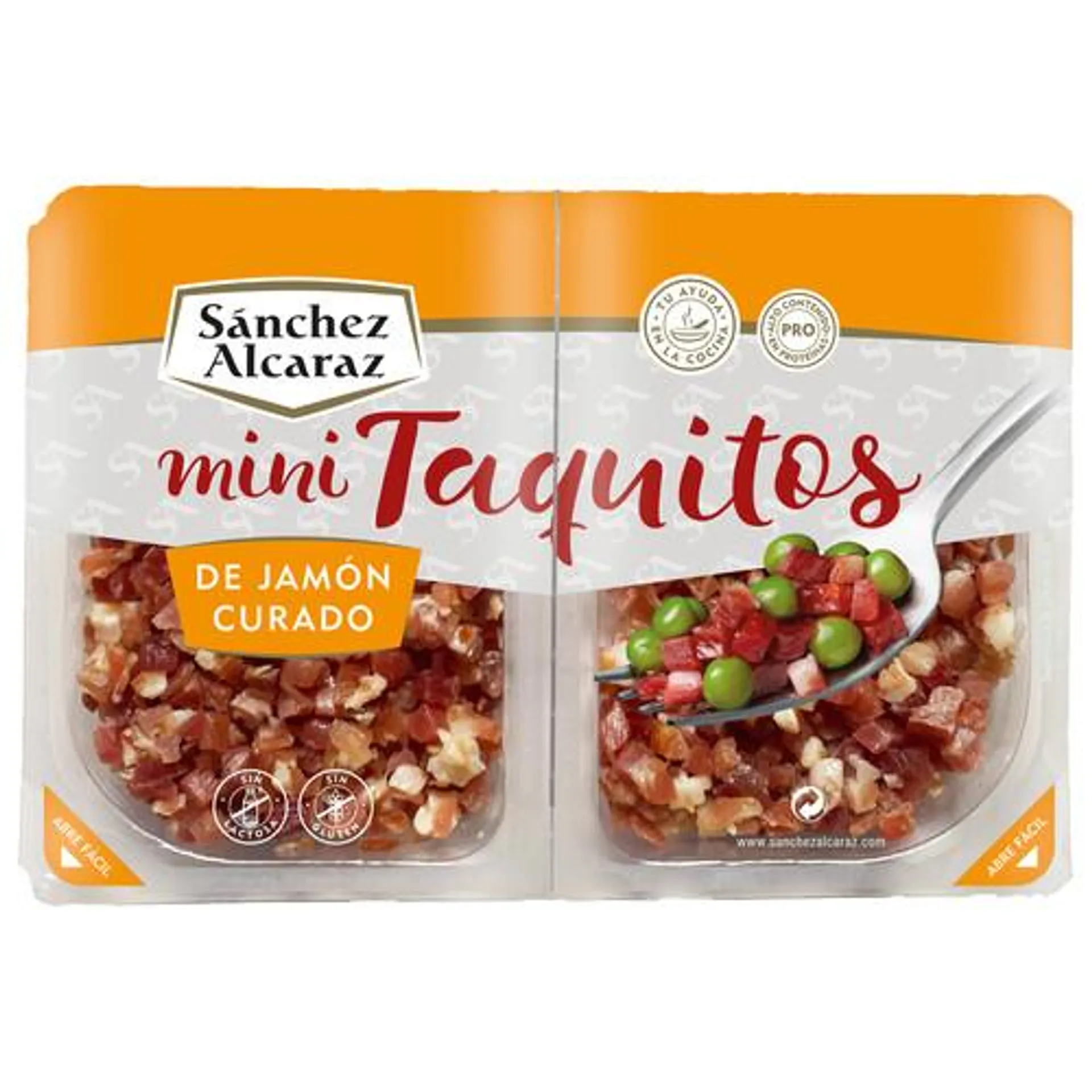 SÁNCHEZ ALCARAZ Jamón curado cortado en mini taquitos SÁNCHEZ ALCARAZ 2 x 40 g.