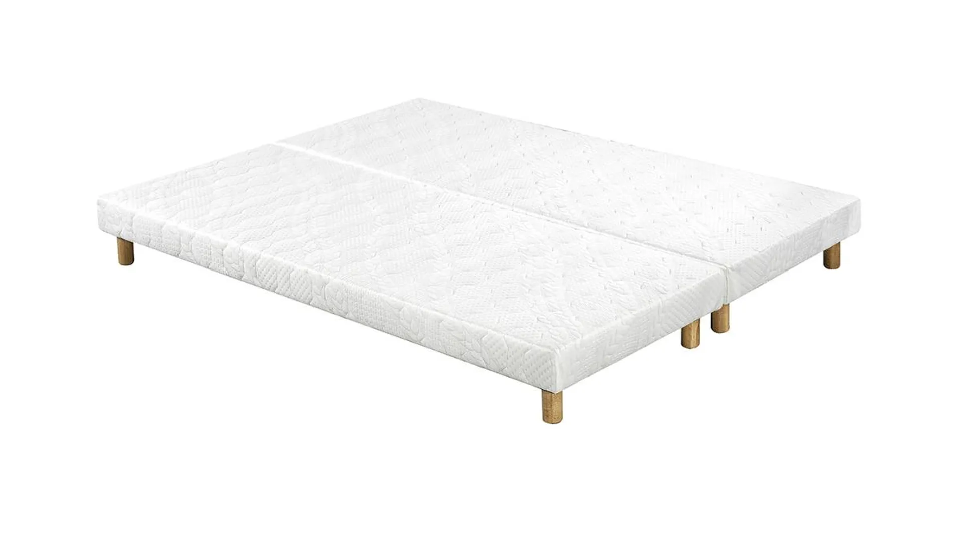 Set de 2 somieres tapizados en blanco con patas de madera 80 × 200 cm JAMI