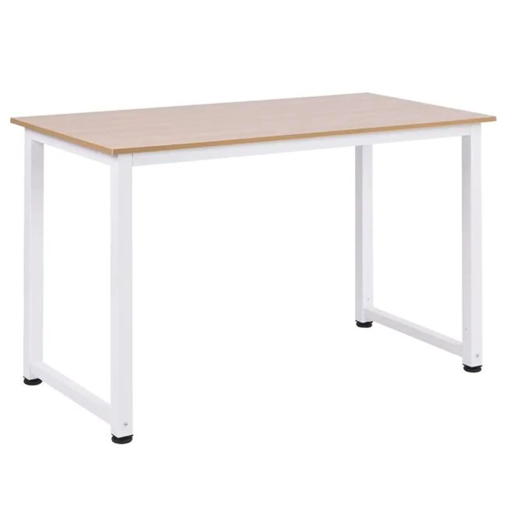 Mesa de Ordenador HOMCOM MDF y Metal Roble y blanco 120x60x76 cm 836-121WT