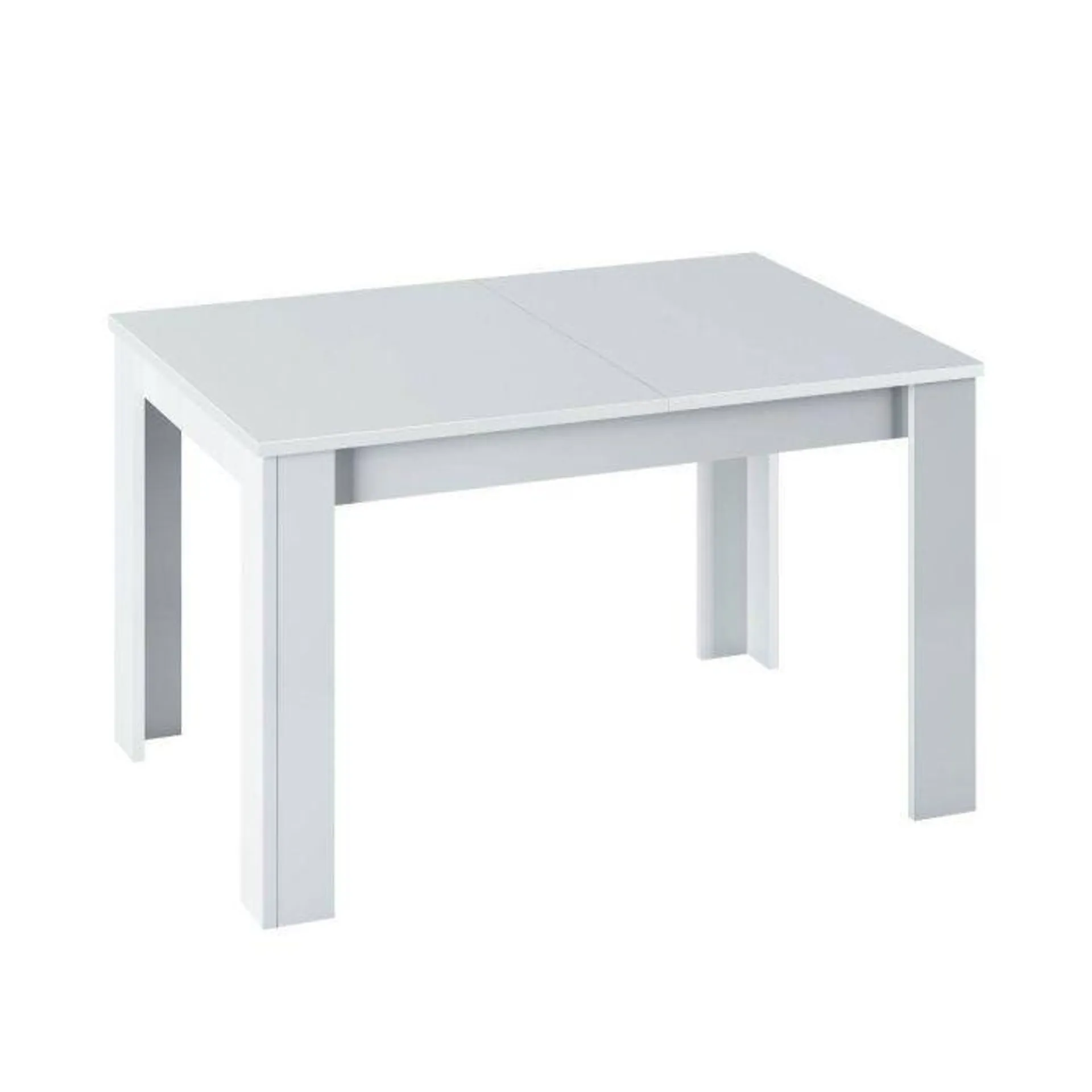 Mesa de comedor extensible blanca brillante de melamina 004586BO