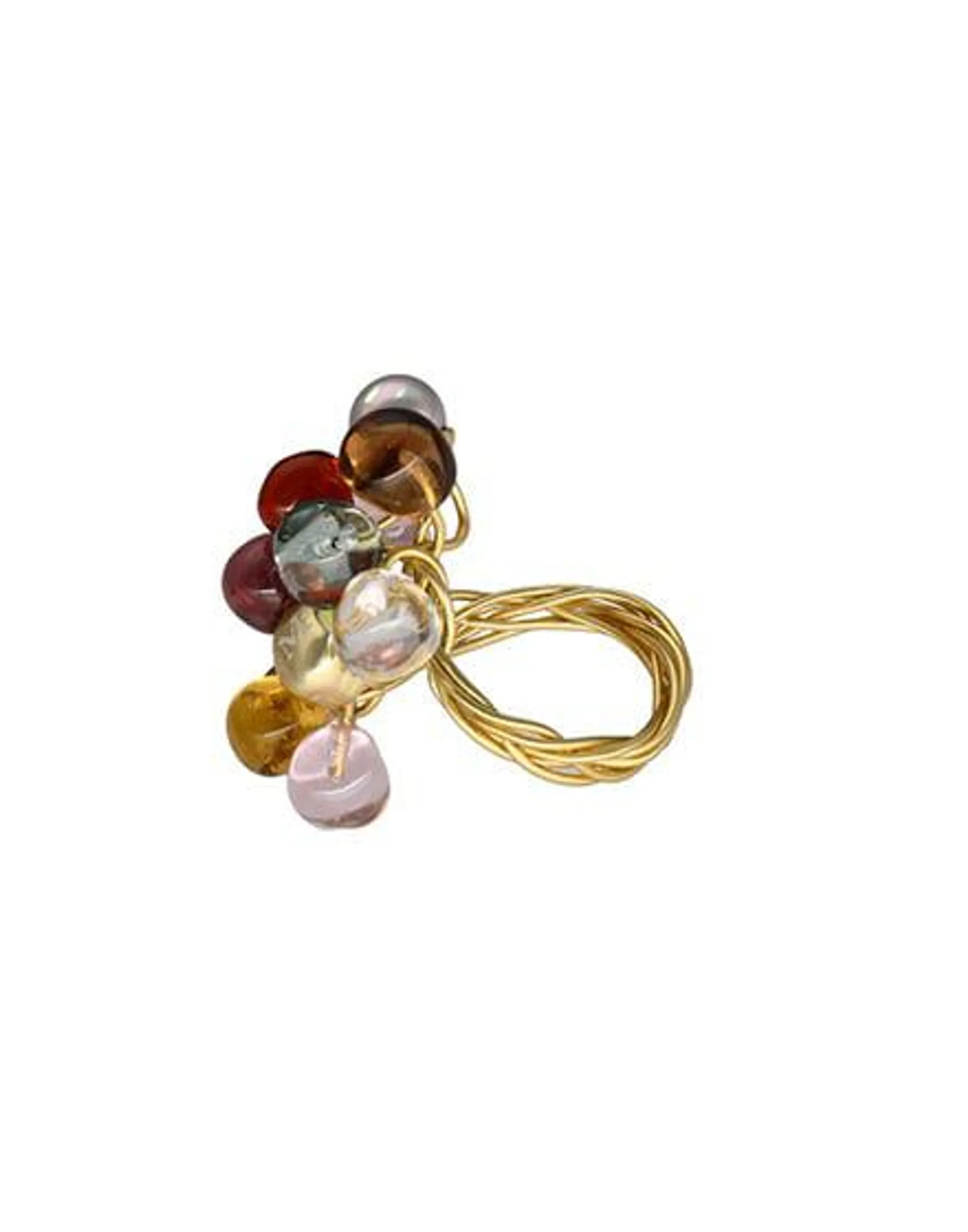 Anillo de perlas ajustable Corfú con cristales de Murano