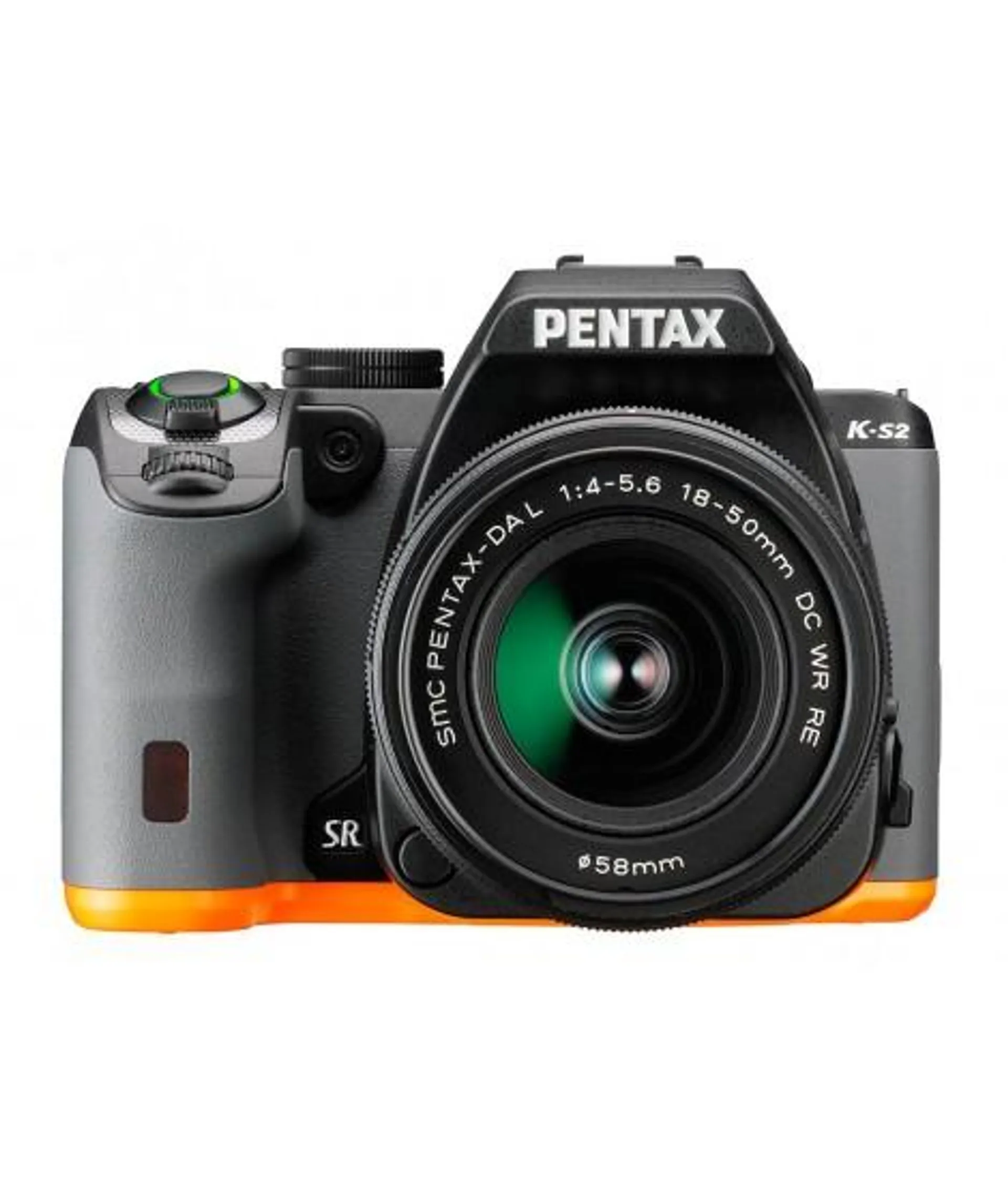 Pentax K-S2 negra y naranja + 18-50mm RE WR