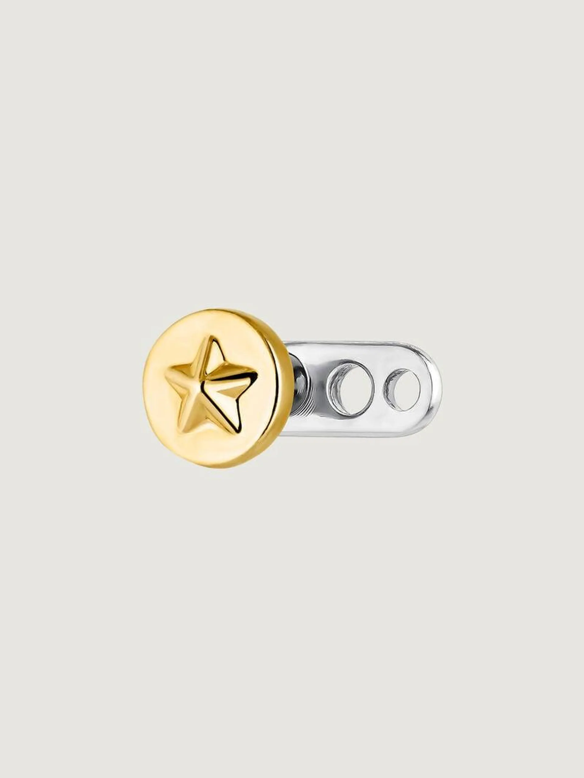 Microdermal de oro amarillo de 18K y titanio con estrella