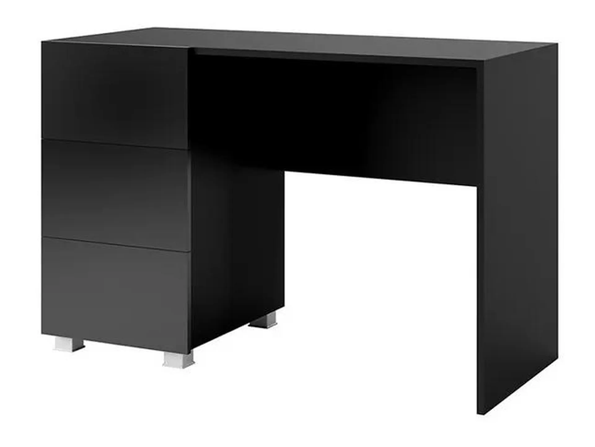 Mesa de oficina Providence B122, Con cajones, Número de cajones: 3.00, 77x110x50cm, Negro, Negro brillante