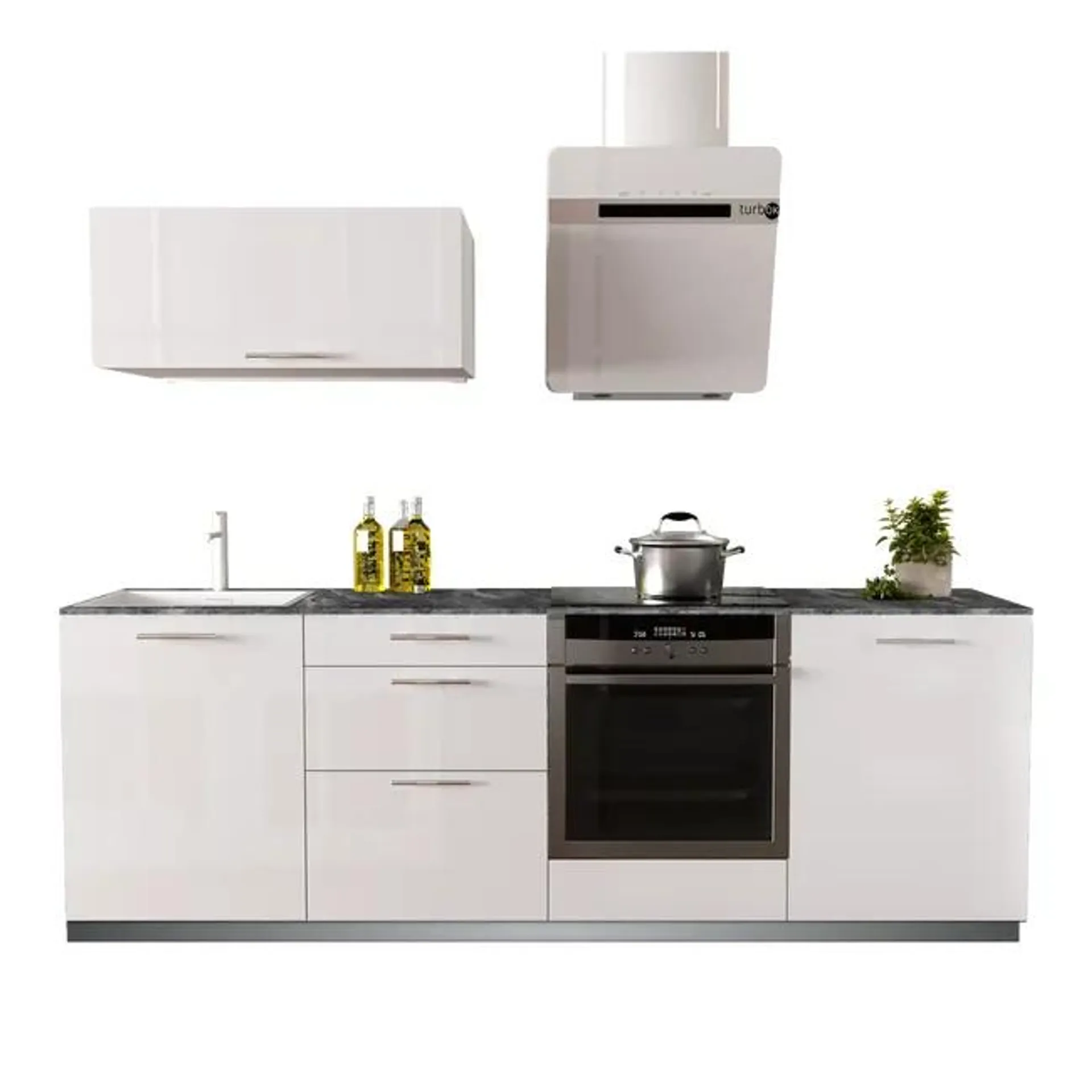 Cocina en kit DELINEA id con altos SEVILLA blanco brillo 2.40 m