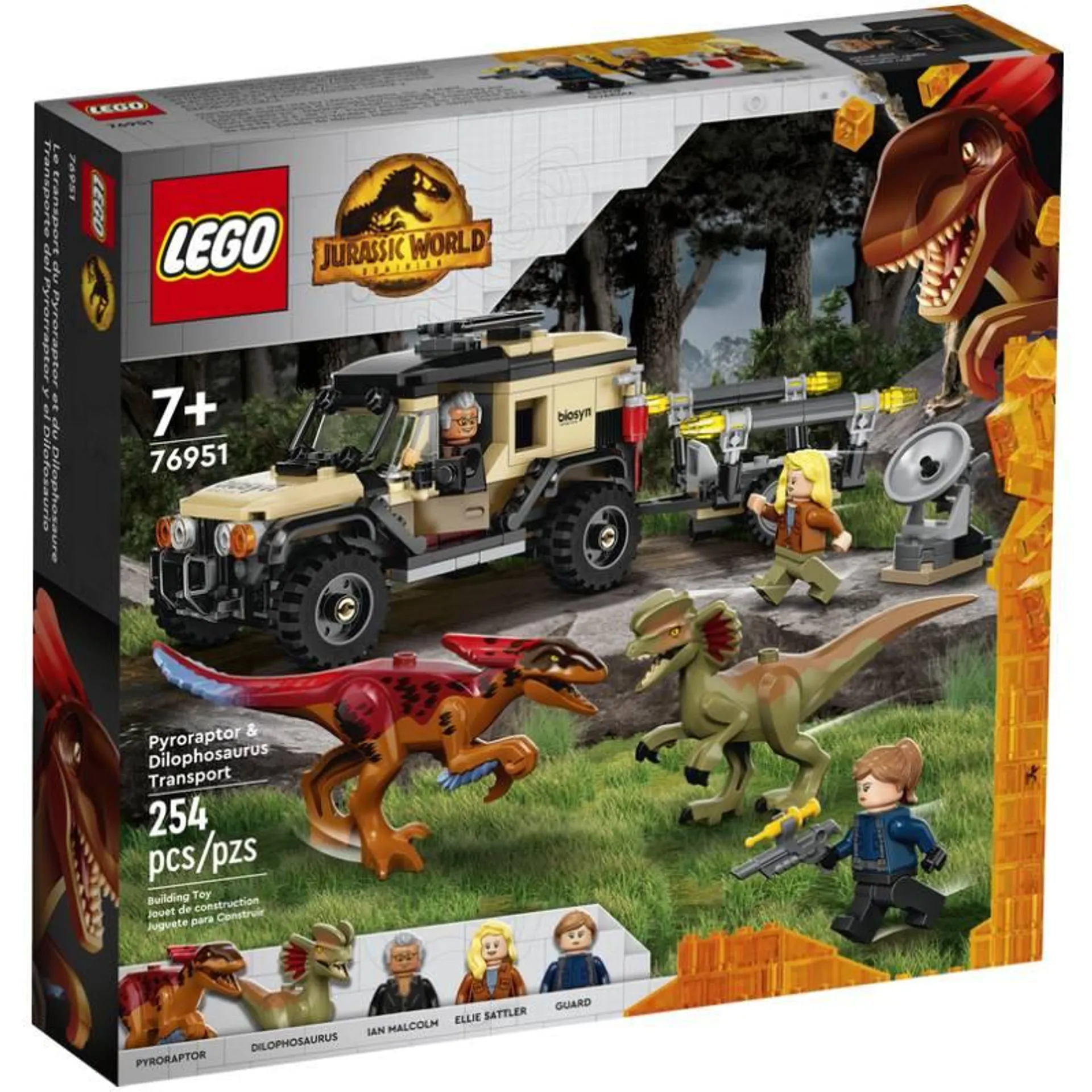 Lego Jurassic World Transporte del Pyrorraptor y el Dilofosaurio