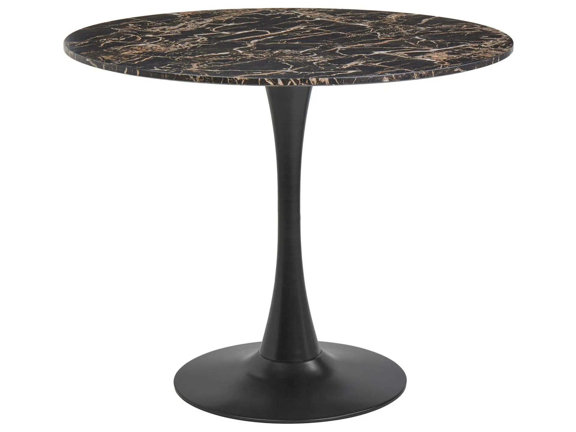 Mesa de comedor efecto mármol negro/dorado ⌀ 90 cm BOCA