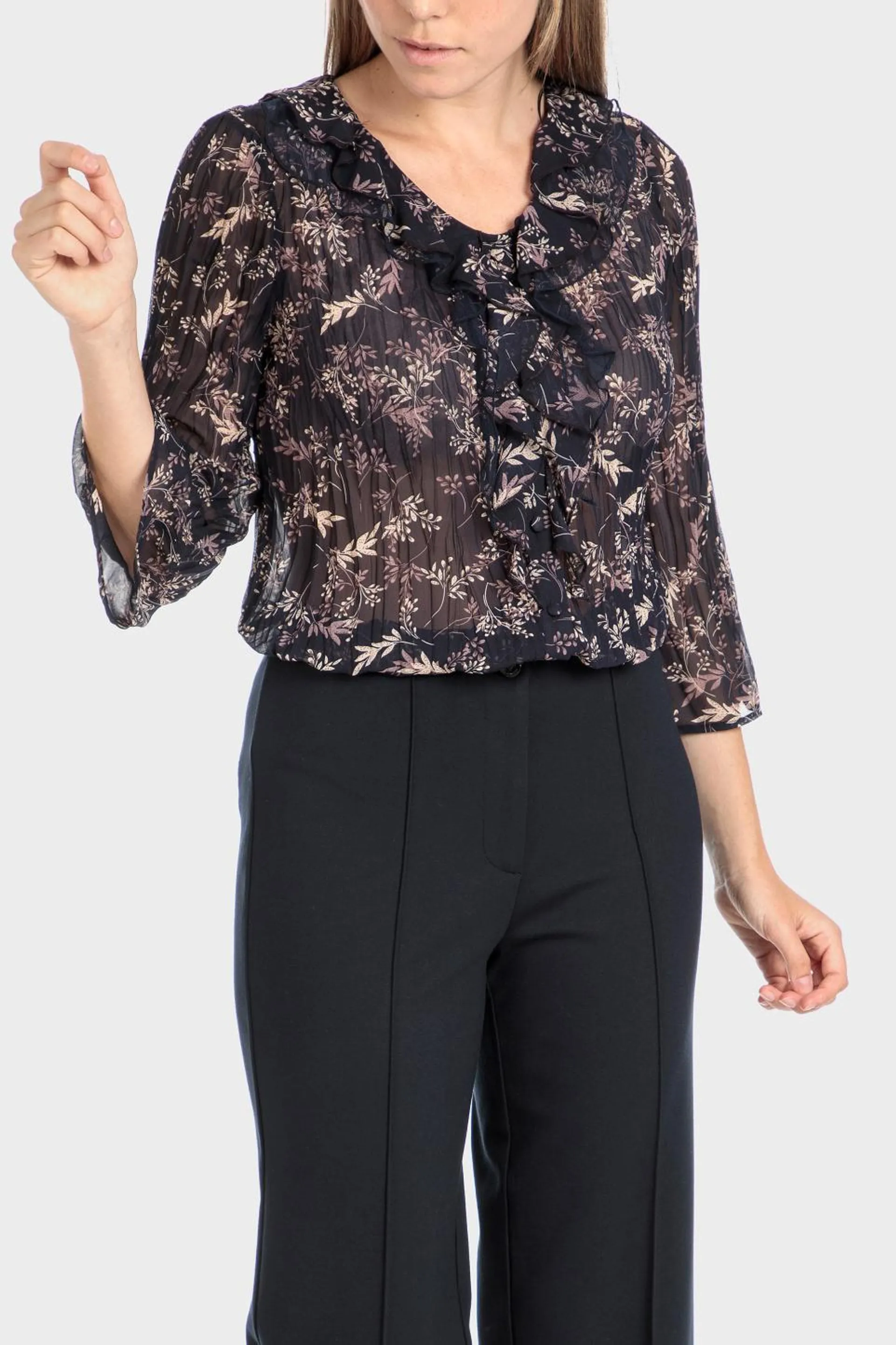 Blouse plissée fleurs