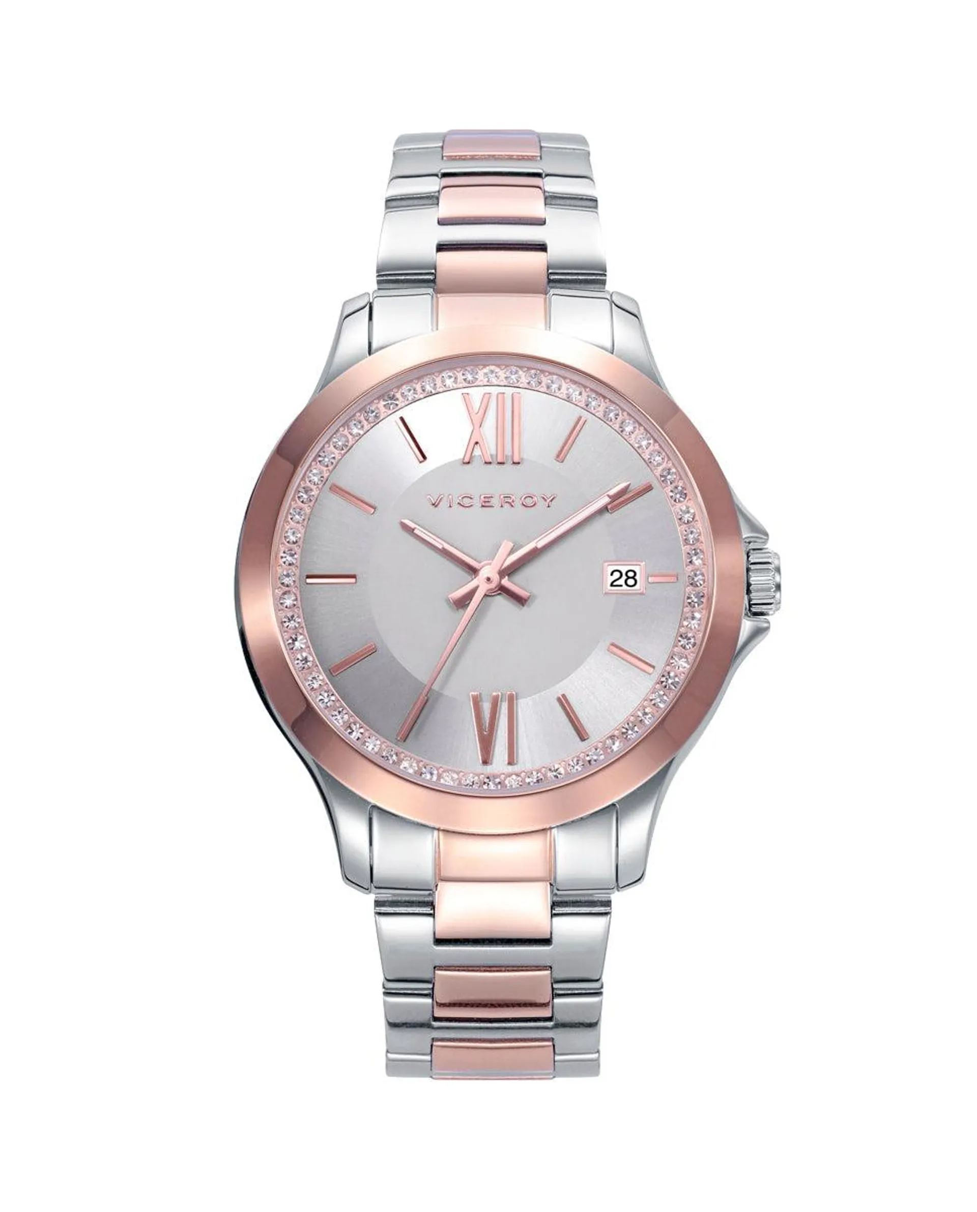 Reloj de mujer Chic con caja y brazalete de acero bicolor