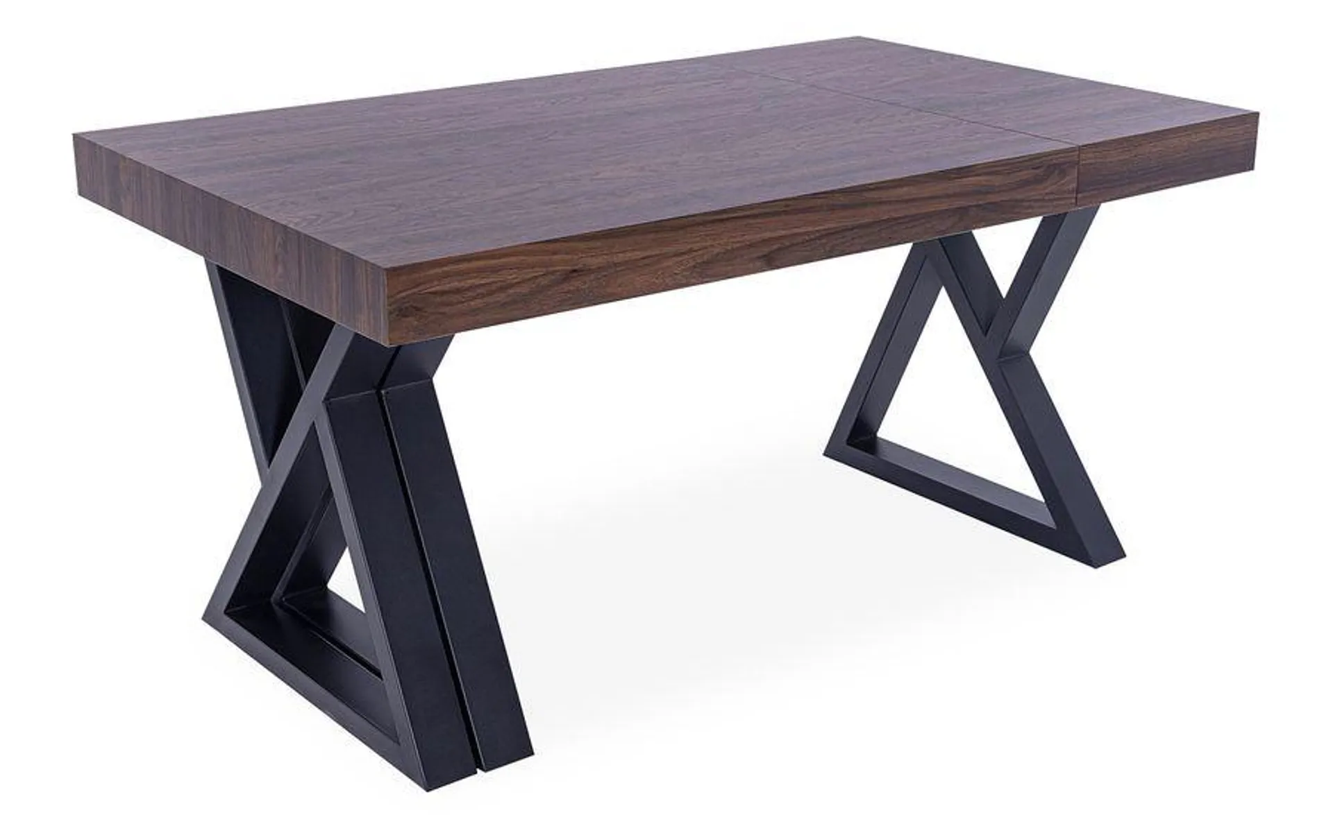 Mesa de diseño extensible 150-220cm Zilmane Pies de metal Negro y Madera Oscura