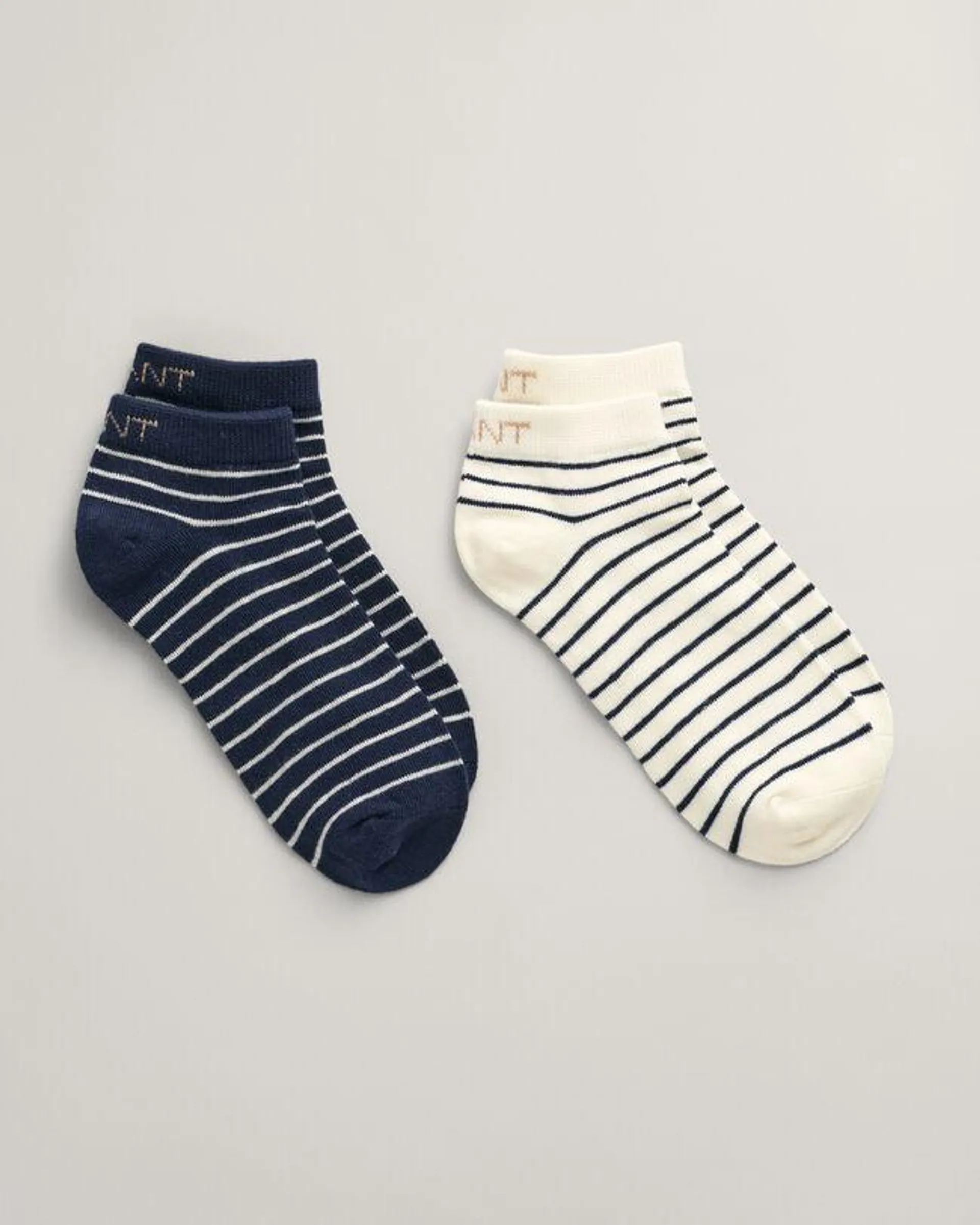 Paquete de dos pares de calcetines tobilleros de raya bretona