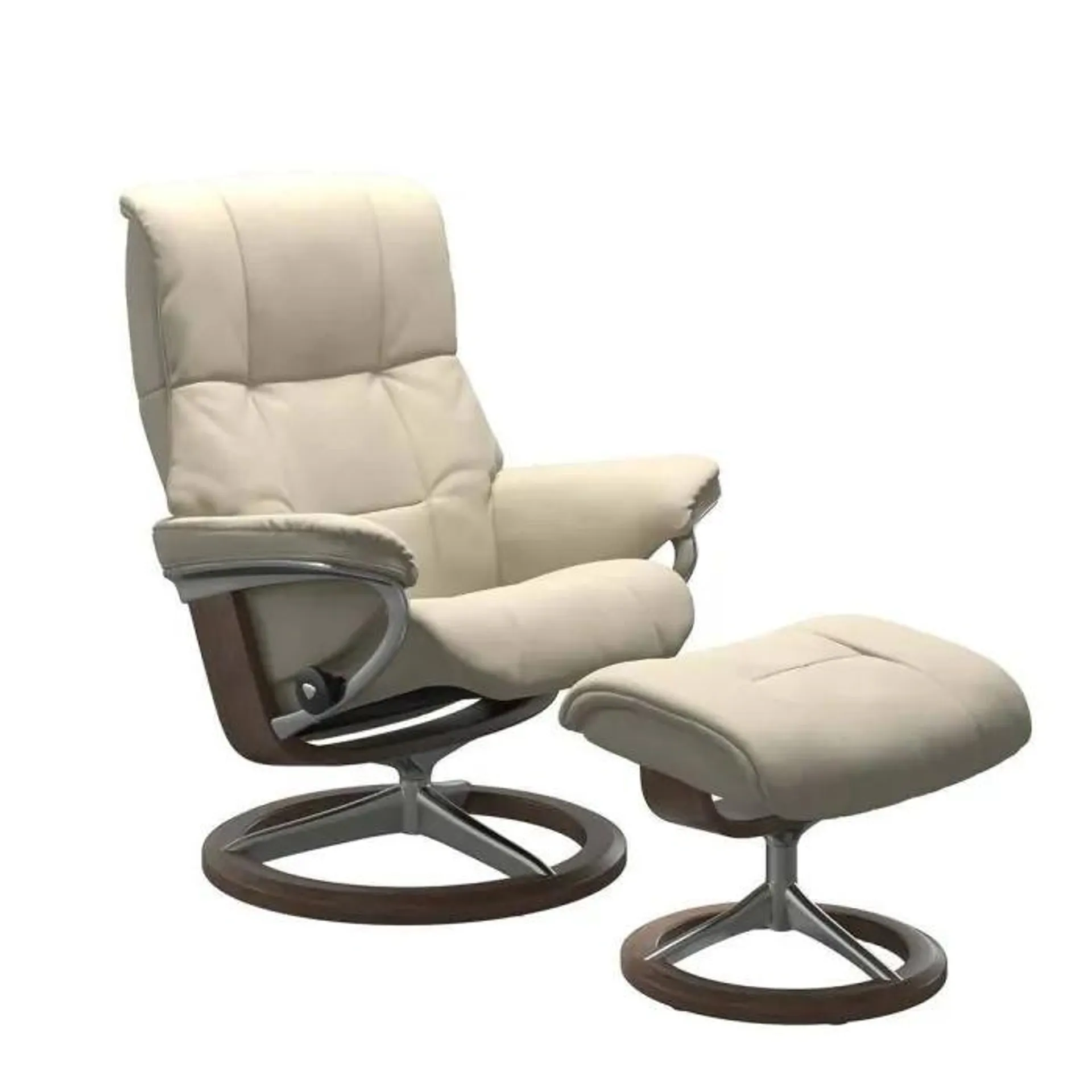 Sillón Stressless® y Puff con Base Signature de Piel Batick MAYFAIR