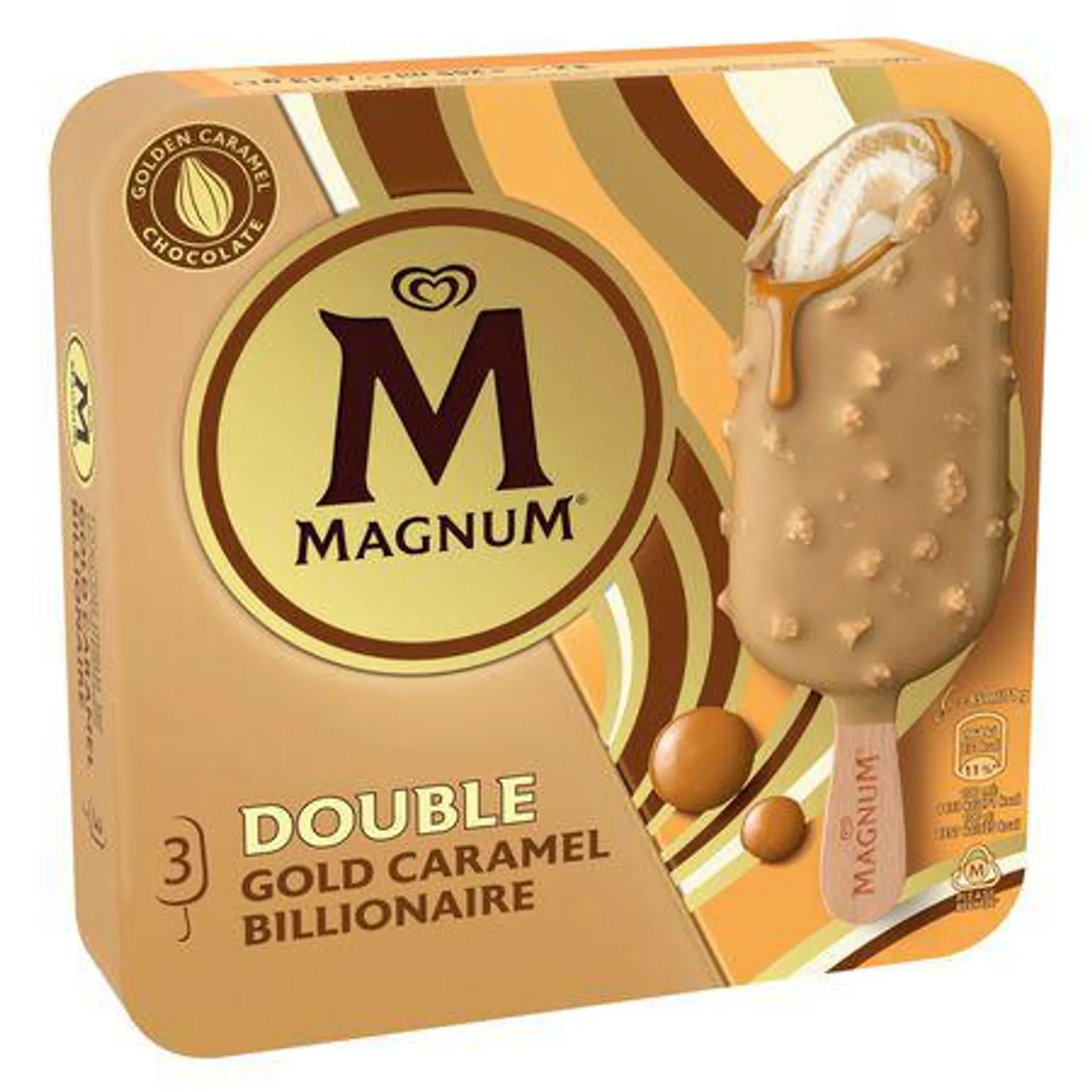 Helado Magnum 3 uds double gold caramel billionaire