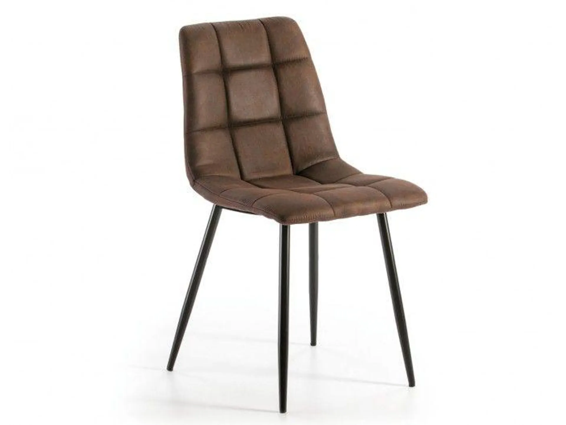 Pack 2 sillas de comedor tapizado marrón y patas metálicas