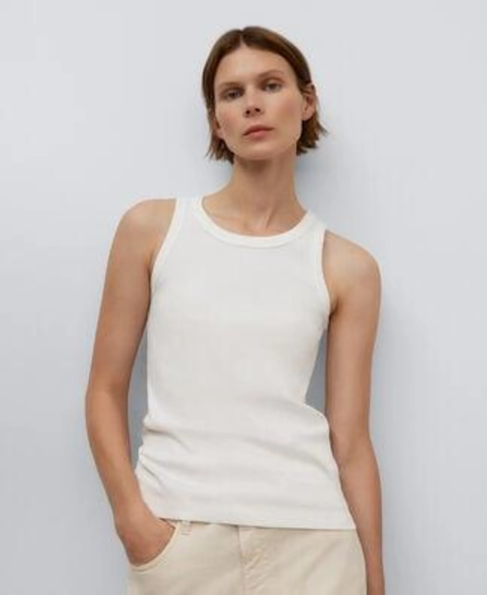 White cotton tank top woman