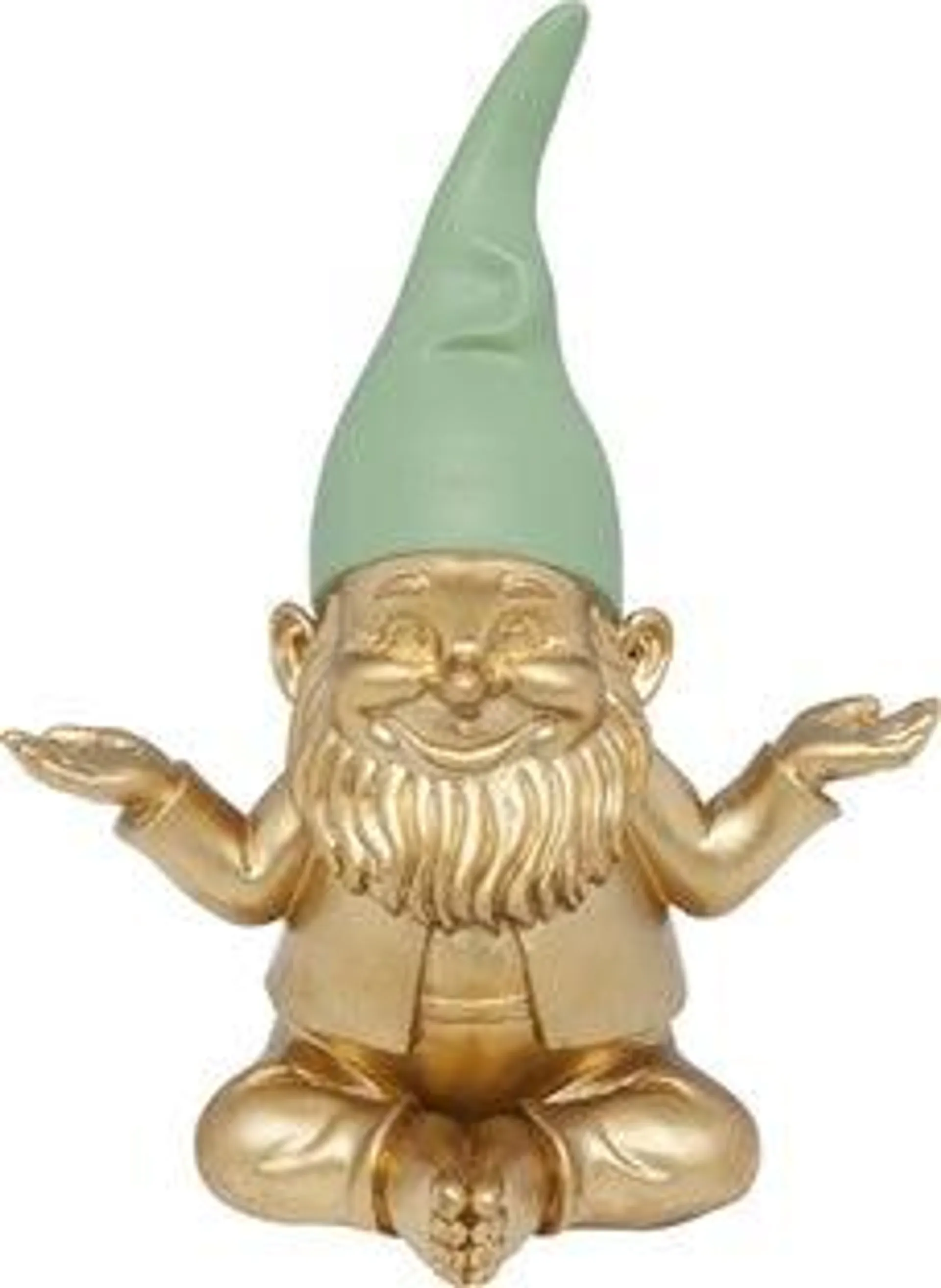 Figura deco Zwerg Meditation oro verde 19cm