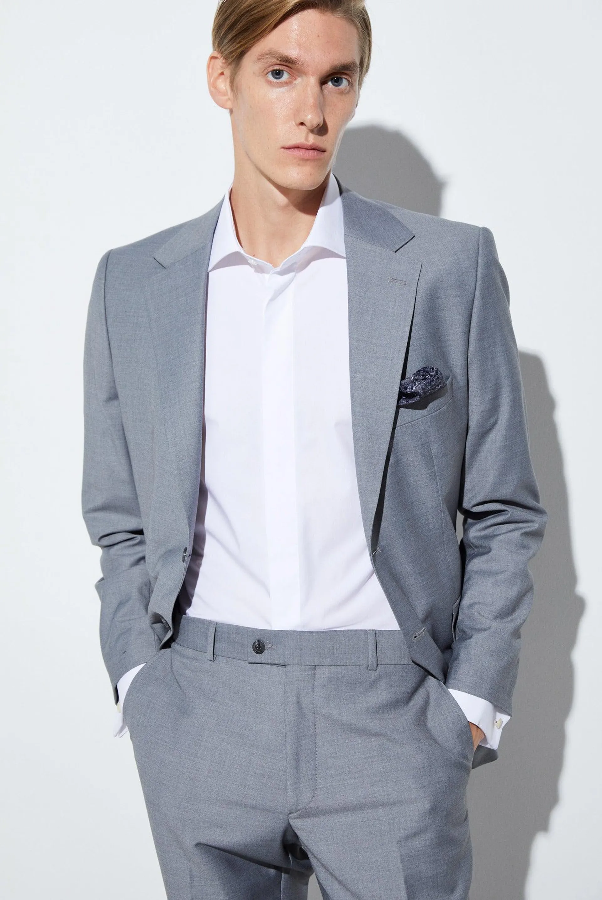 Polyviscose Man Suit Grey Plain