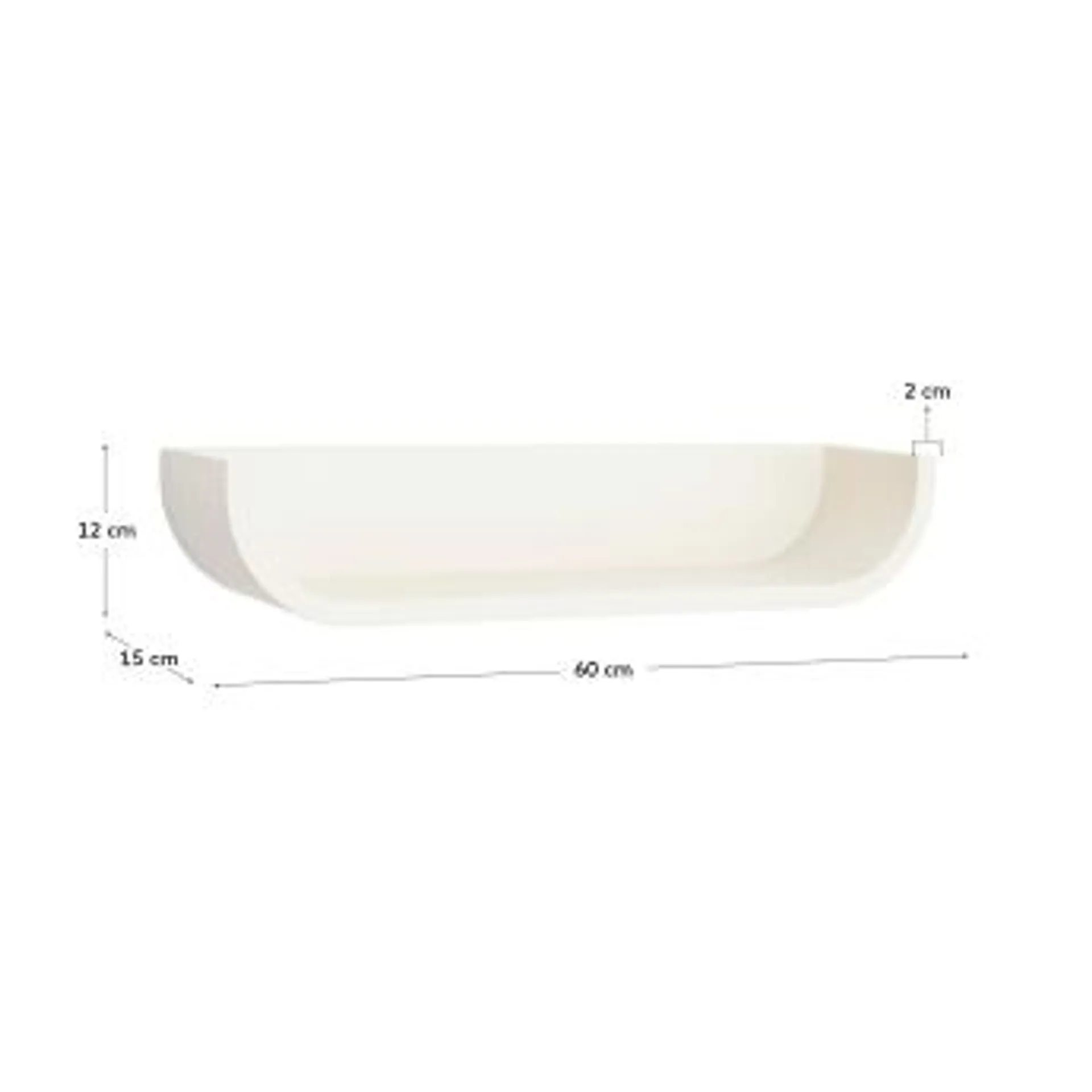 Estante Salaya de madera contrachapada de fresno con acaado lacado beige 60 x 12 cm