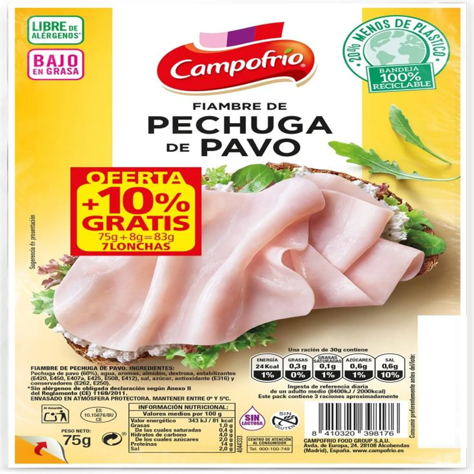 pechuga pavo, 75g