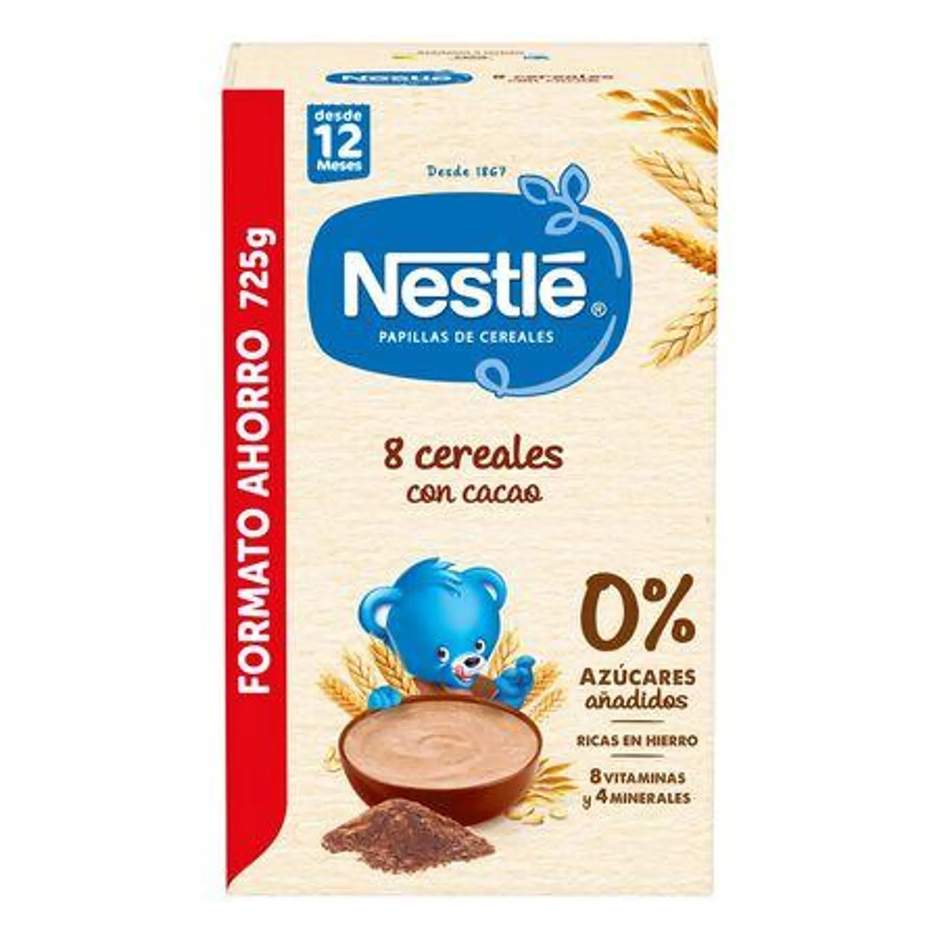 Papilla 8 cereales con cacao Nestlé 725g