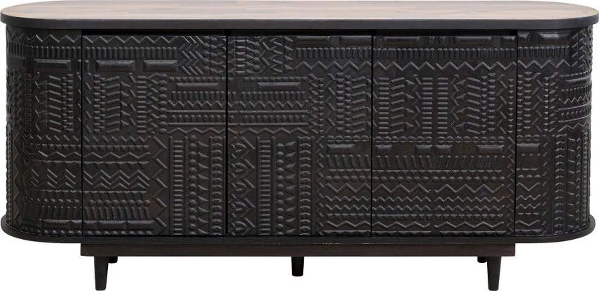 Cómoda Berber 3 puertas de madera de mango negro 160x75 cm