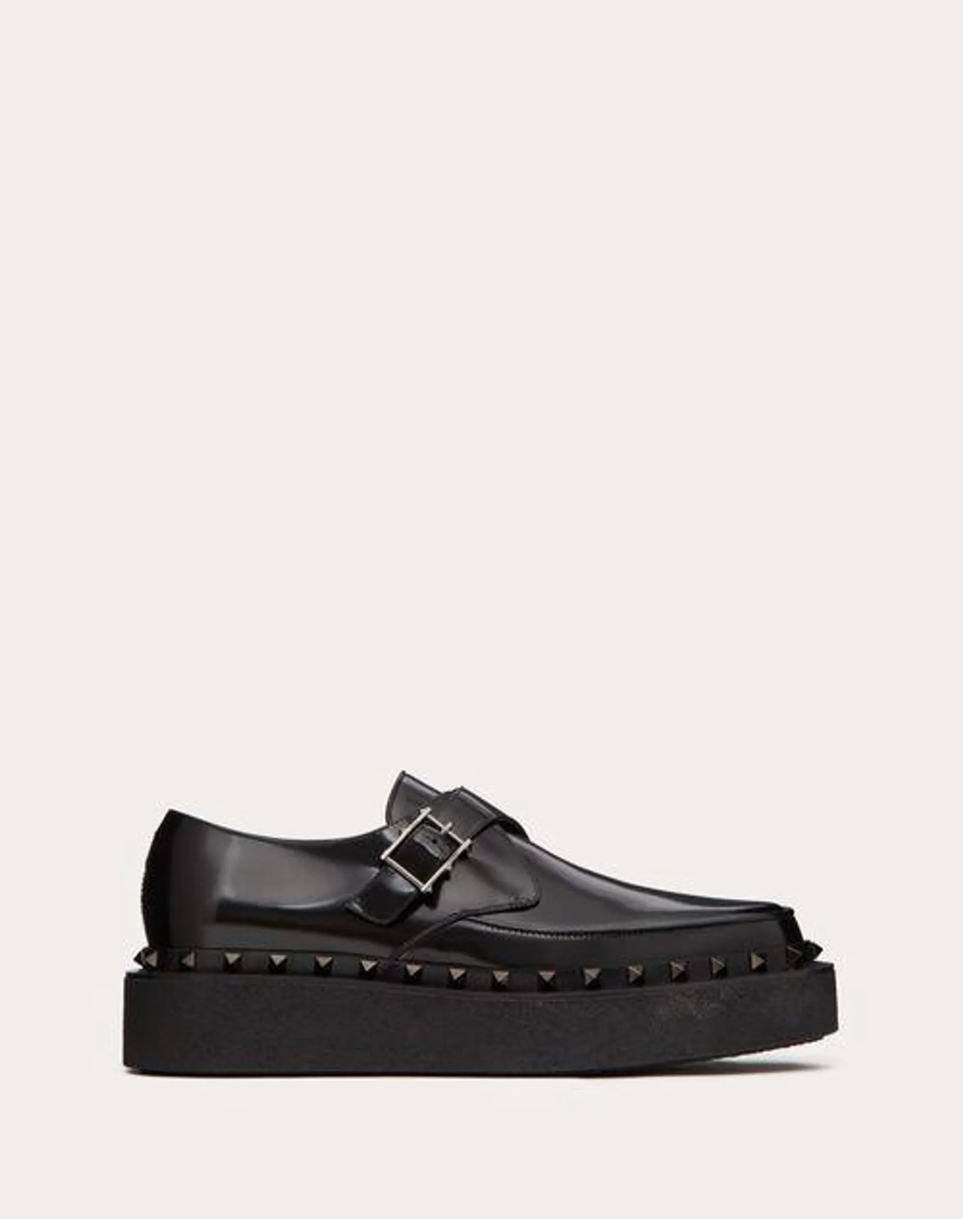 ZAPATO MONK STRAP ROCKSTUD M-WAY DE CUERO DE BECERRO CON UNA HEBILLA, TACHUELAS A JUEGO Y TACÓN DE 50 MM