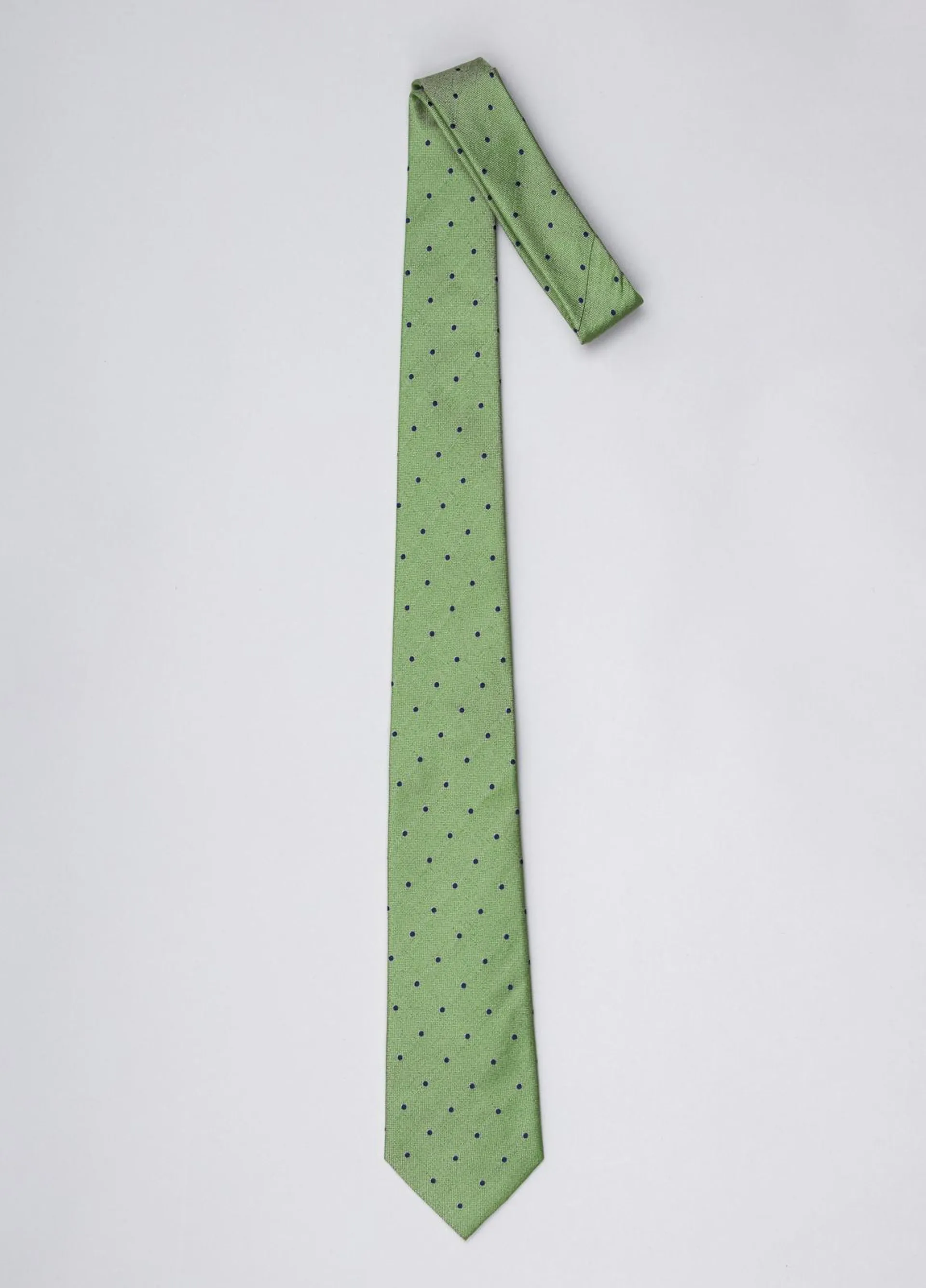 Corbata FUREST COLECCIÓN color verde con topito azul