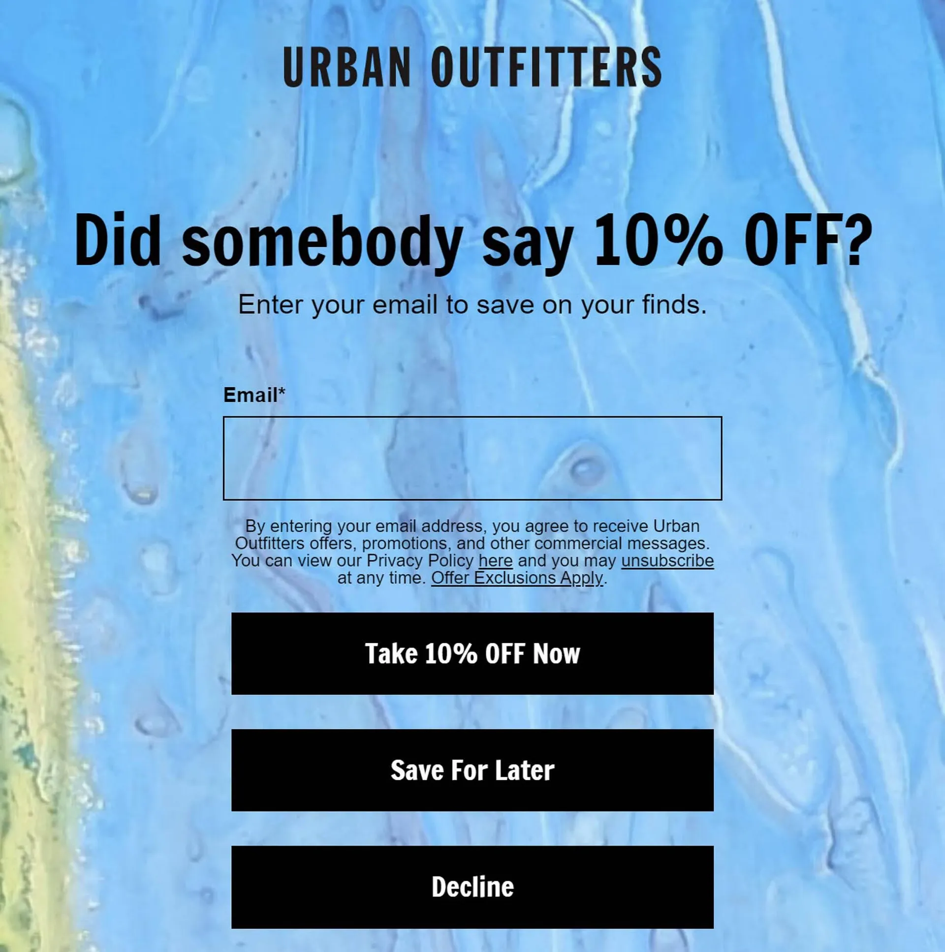 Folleto Urban Outfitters