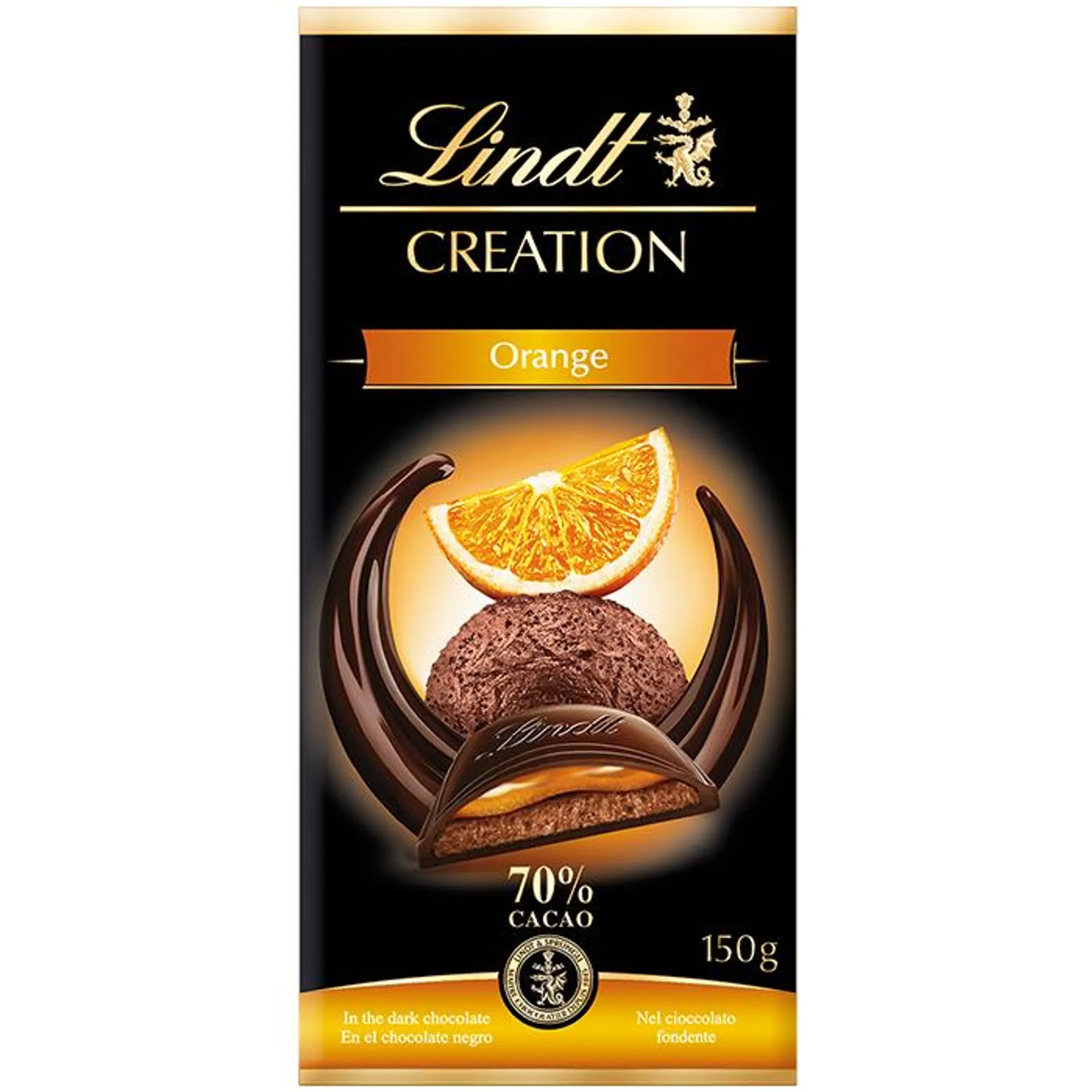 Tableta de Chocolate Creation Naranja 70% Cacao 150g - Lindt