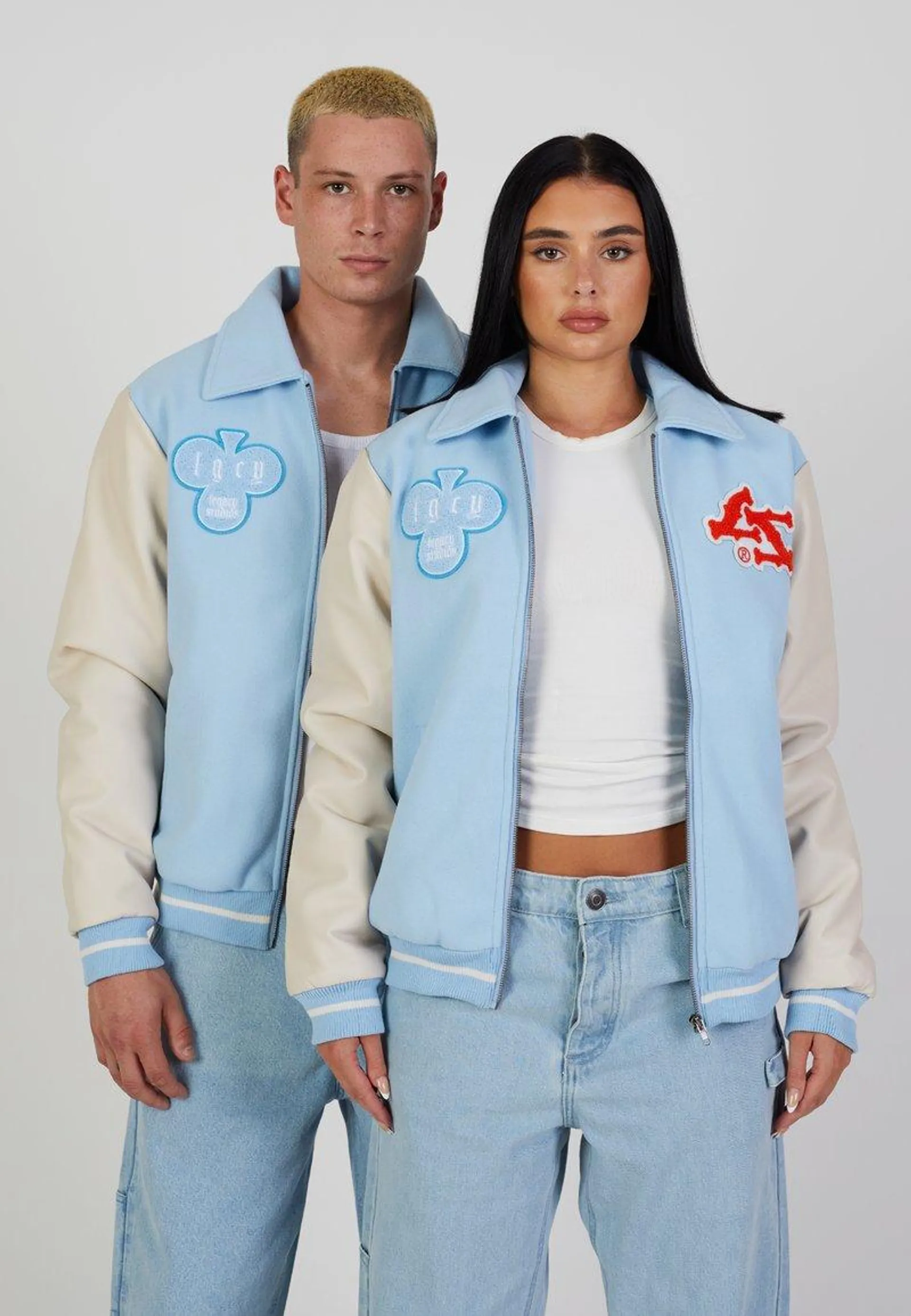 COLLEGE JACKET UNISEX - Chaquetas bomber - baby blue