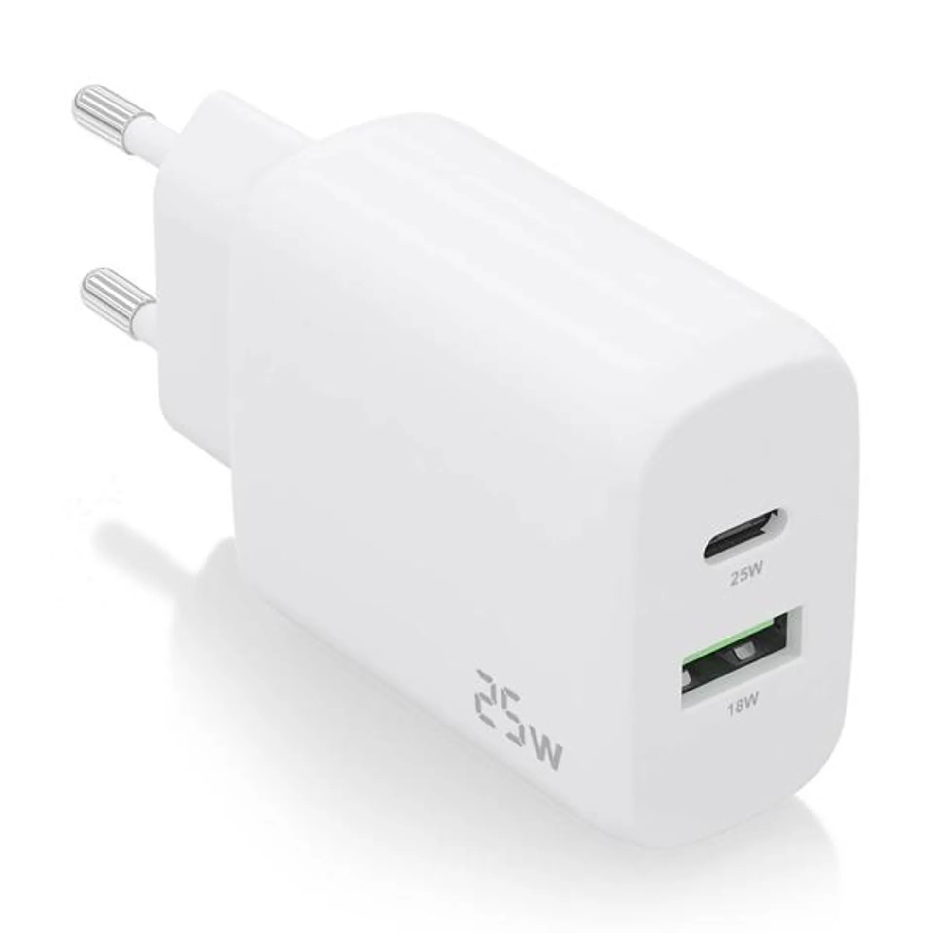 AISENS-CARGADOR 25W. 1XUSB-C PD3.0. 1XUSB-A QC3.0. BLANCO