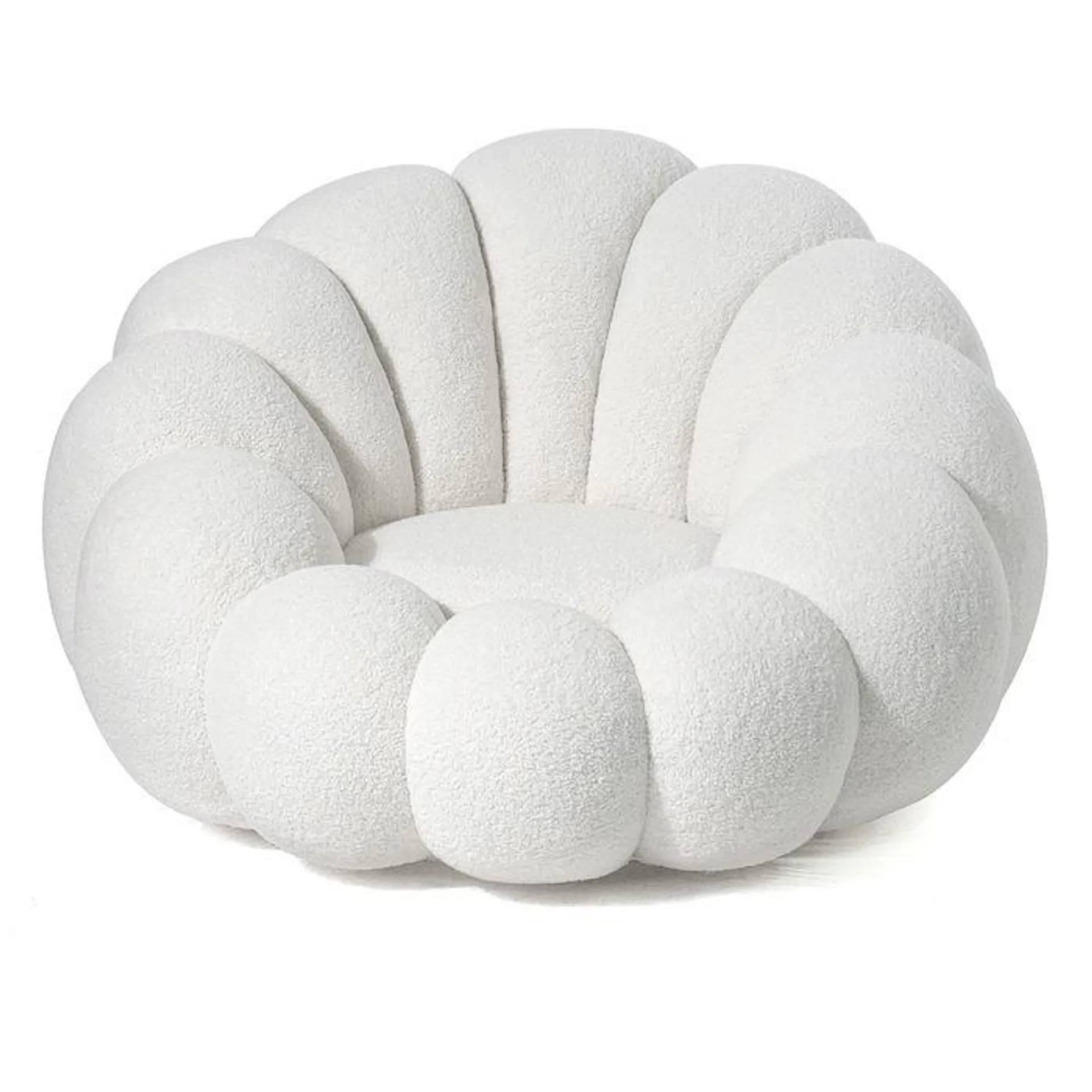 Sillón de concha Arielina Tejido bouclette blanco