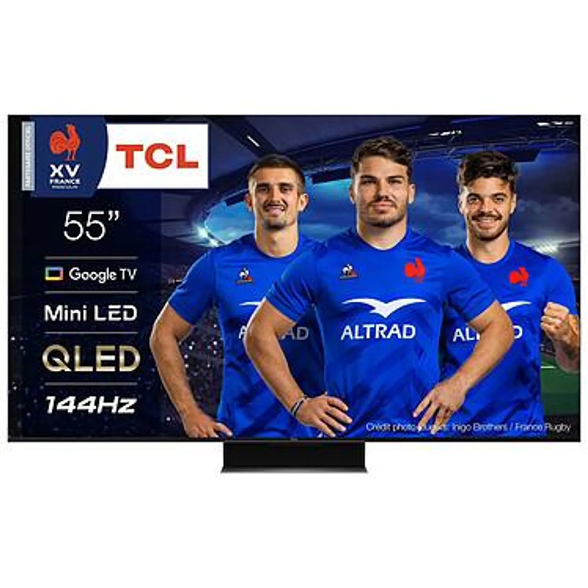 TV QLED 4K UHD de 139 cm (55") - 144 Hz - Dolby Vision IQ/HDR10+ - Google TV - Wi-Fi AC/Bluetooth 5.0/AirPlay 2 - Asistente de Google - 4x HDMI 2.1 - FreeSync Premium - ONKYO Sound 2.1 30W Dolby Atmos