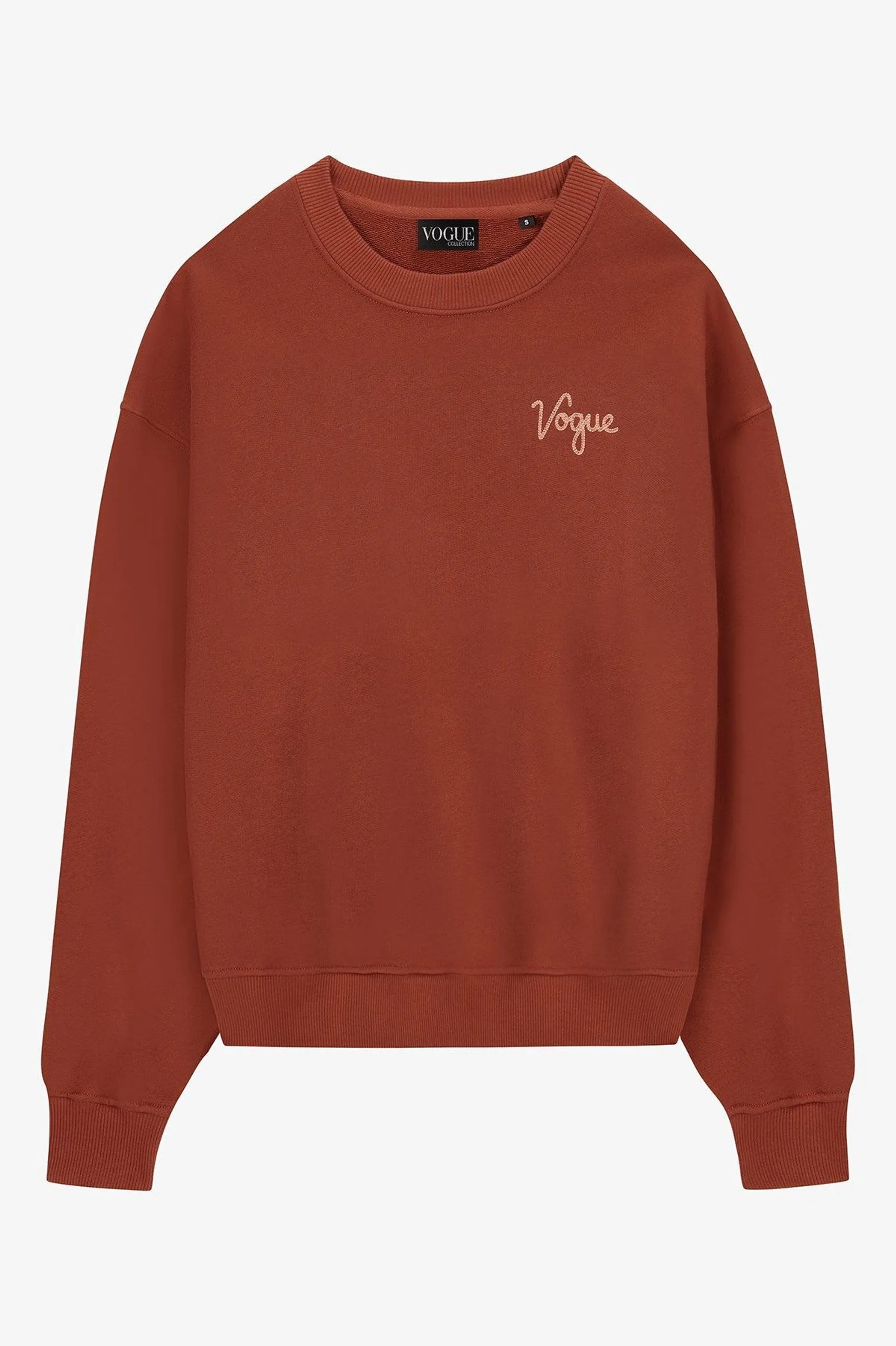 Sudadera VOGUE rojo óxido con pequeño logo bordado