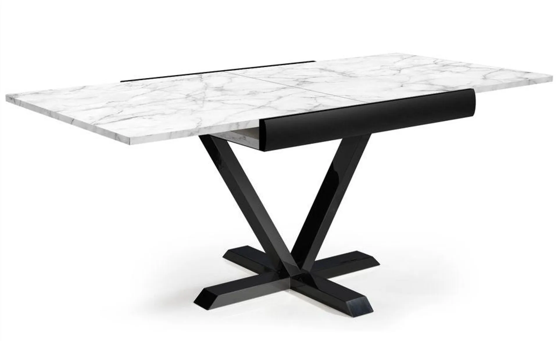 Mesa de comedor extensible Newick efecto mármol