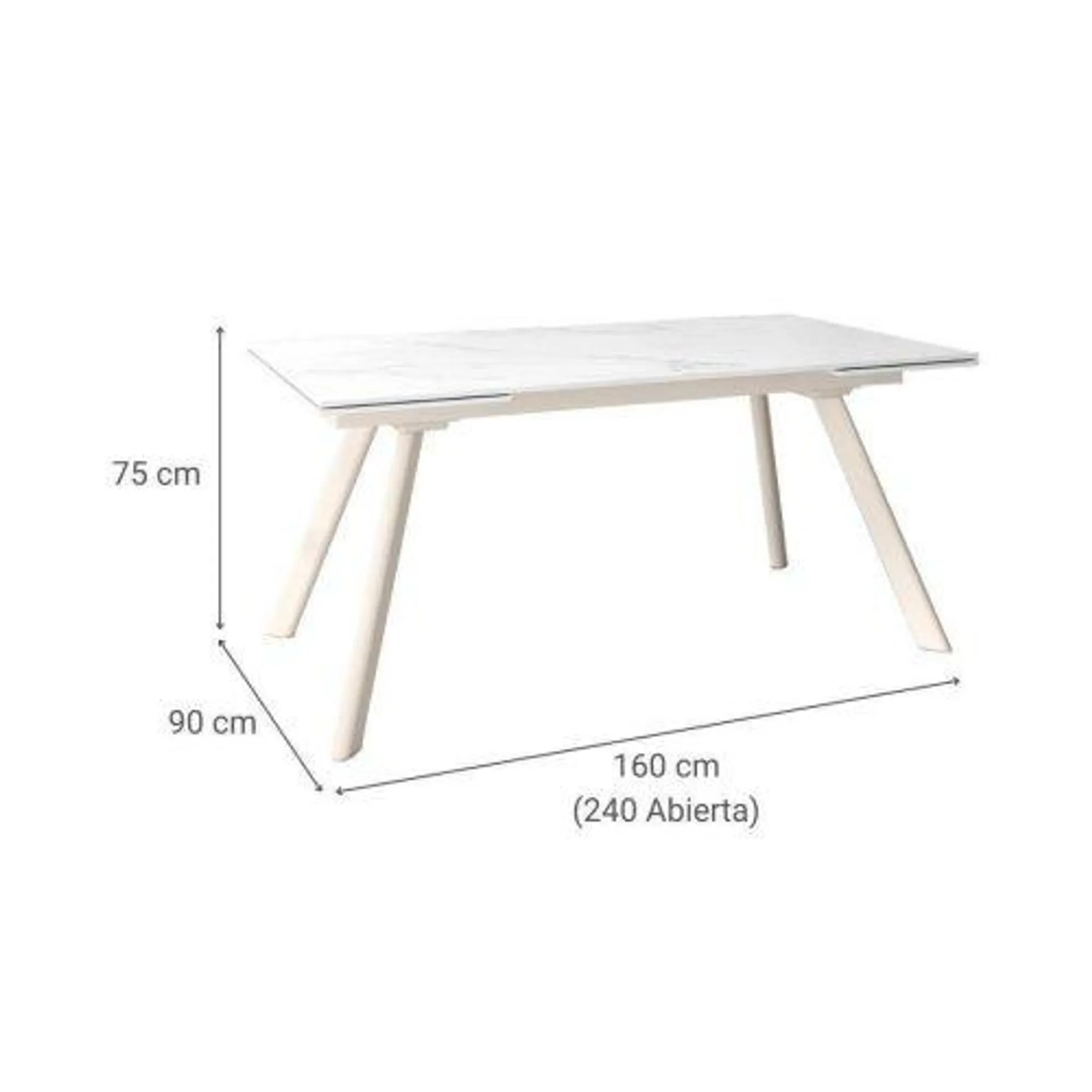 Mesa de Comedor Extensible con Estructura de Metal Marfil TASMAN