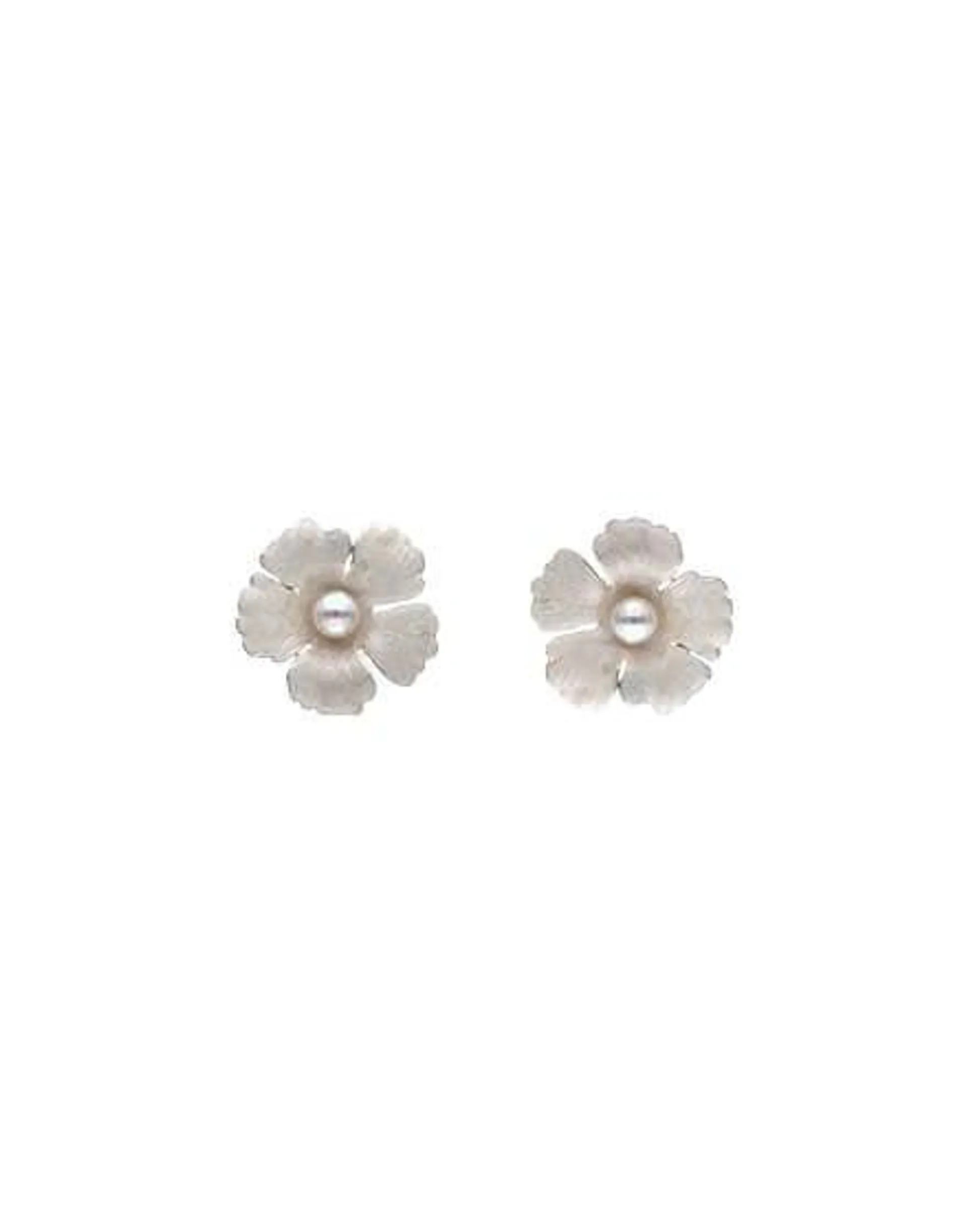 Pendientes novia Santorini Bianco flor grande nacarada con perlas