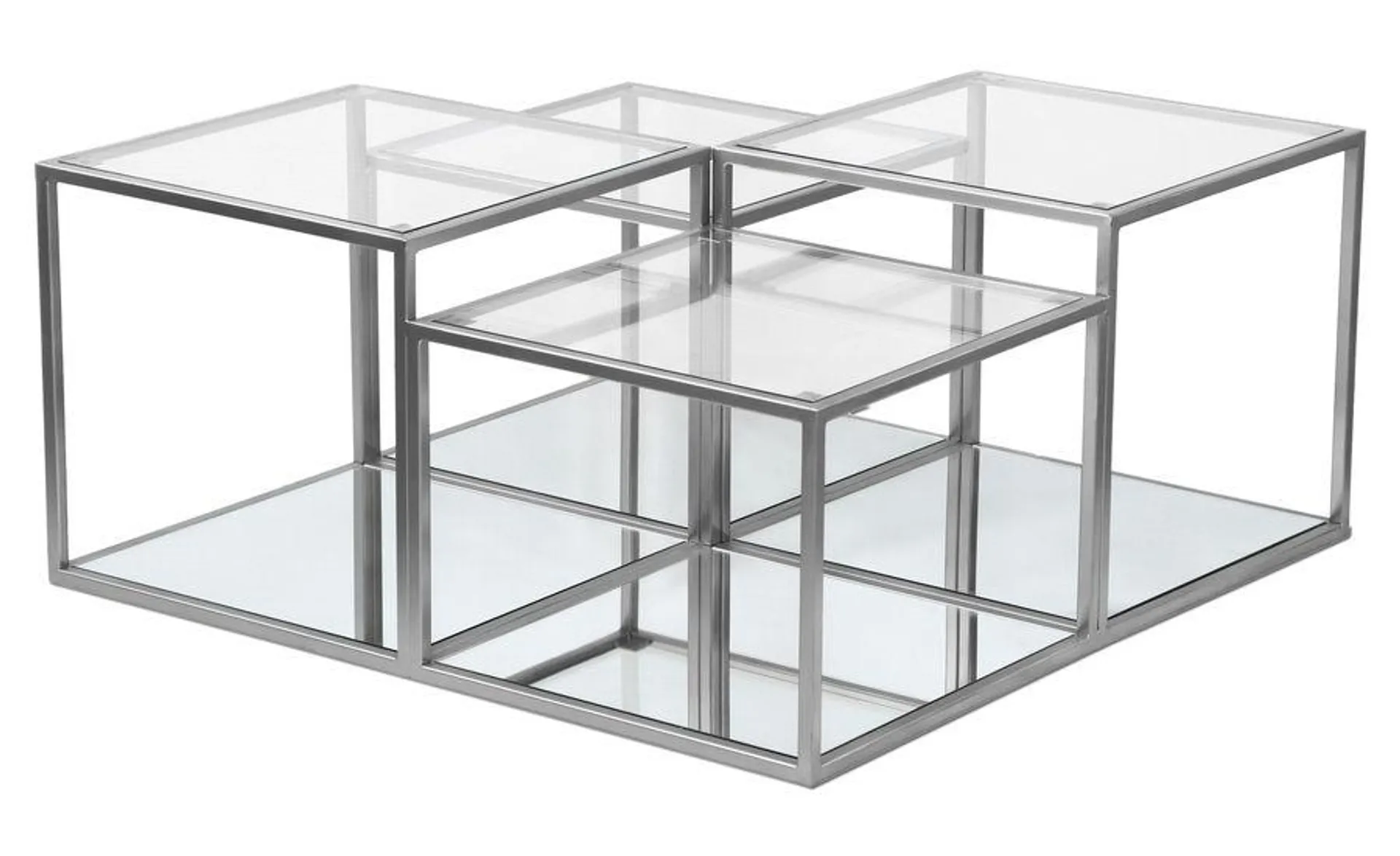 Mesa de centro de cristal transparente Roty con patas plateadas