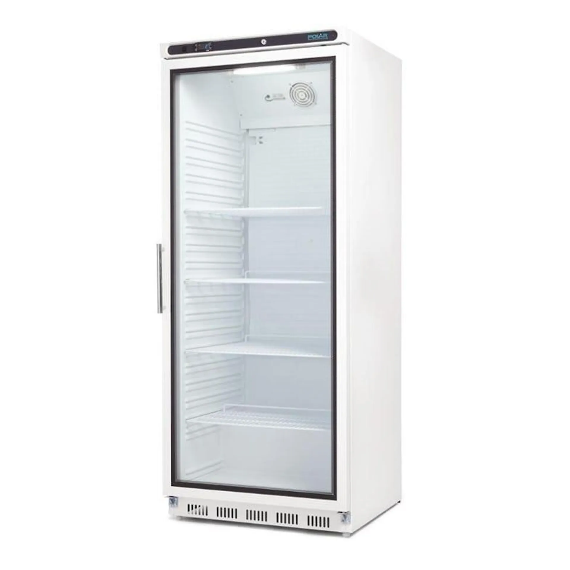 Frigorífico expositor para bebidas, blanco, con puerta de vidrio, con cerradura, Polar 600L CD088