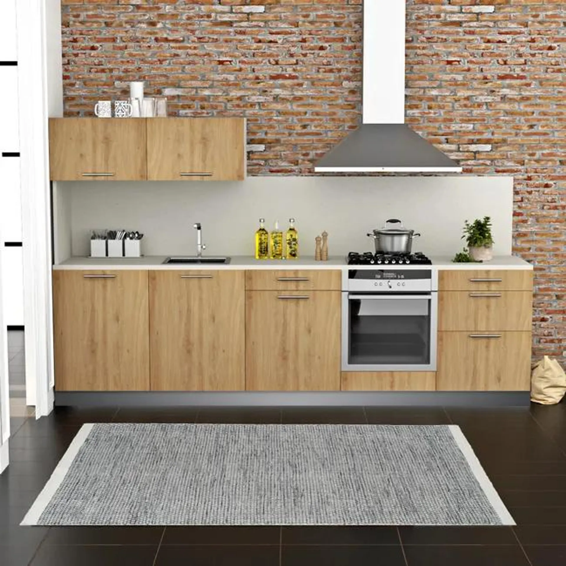 Cocina en kit DELINIA ID con altos ROMA madera clara 3.00 m