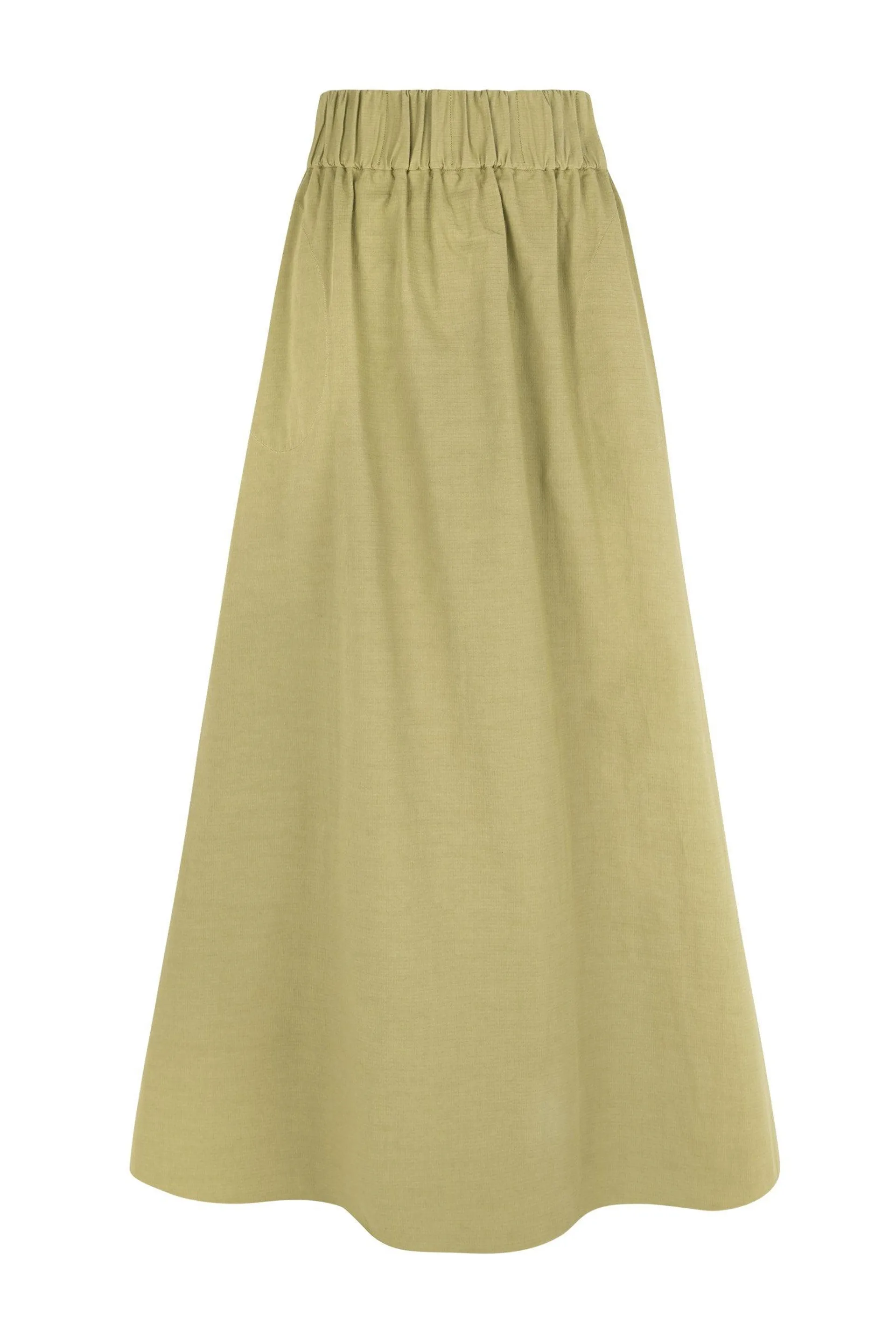 Cube, olive skirt